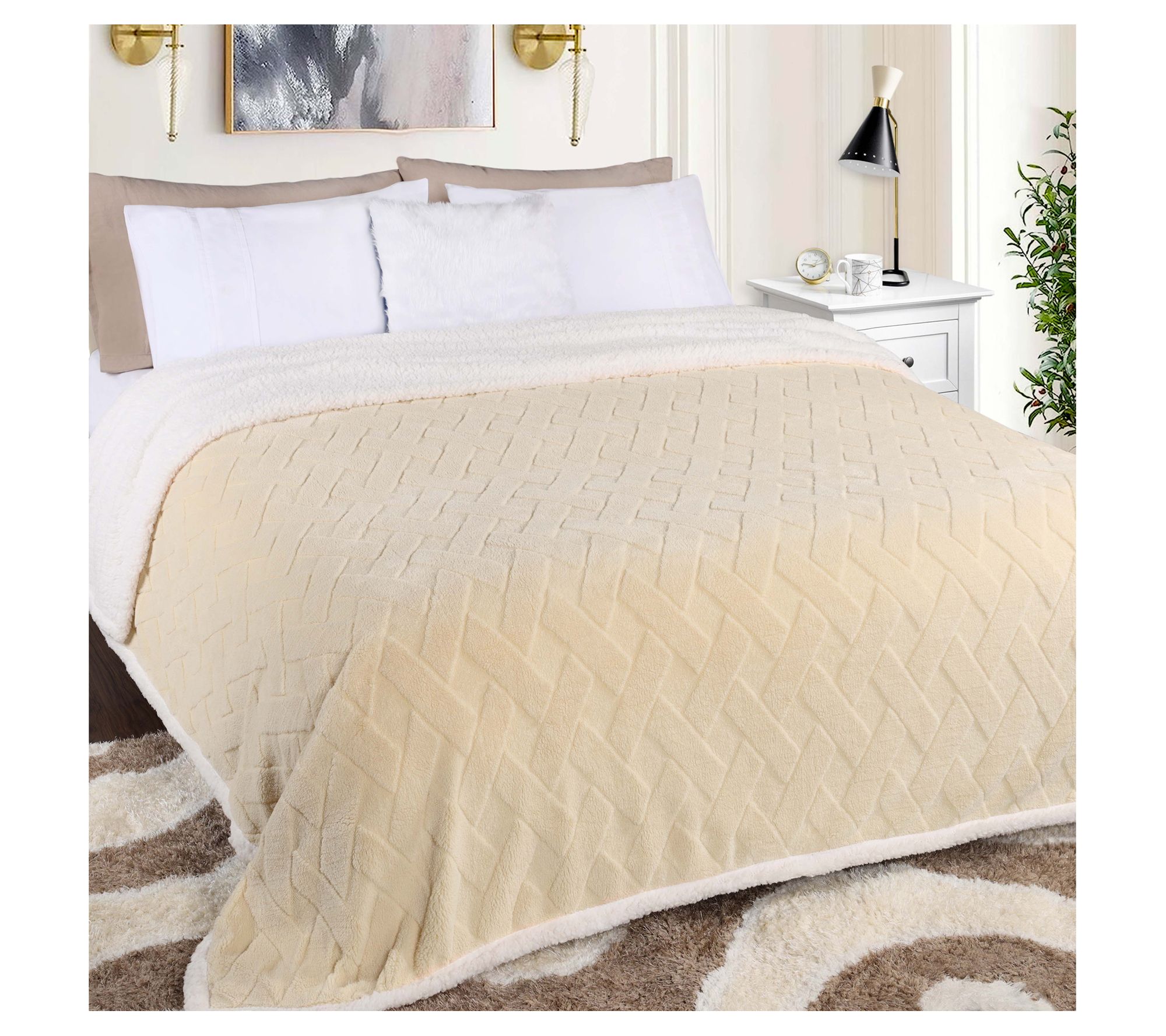 Superior Reversible Jacquard Fleece Blanket-  T win