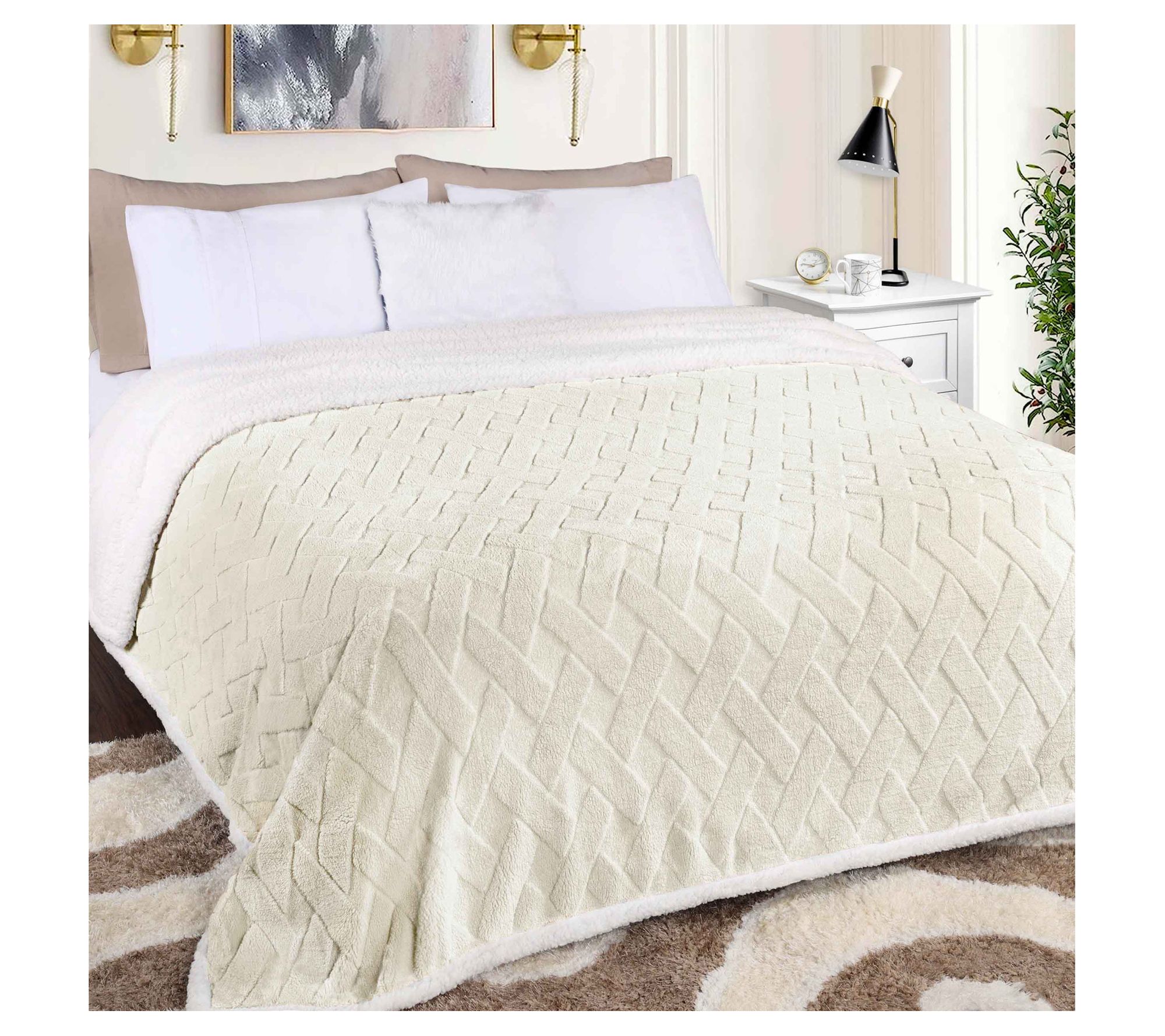 Superior Reversible Jacquard Fleece Blanket-  T win