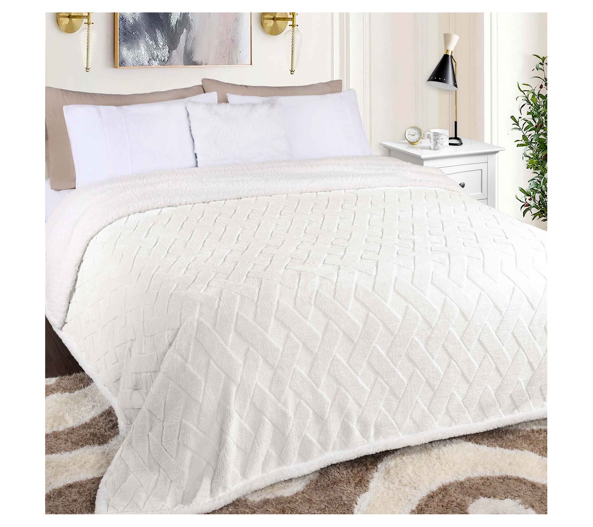 Superior Reversible Jacquard Fleece Blanket-  T win