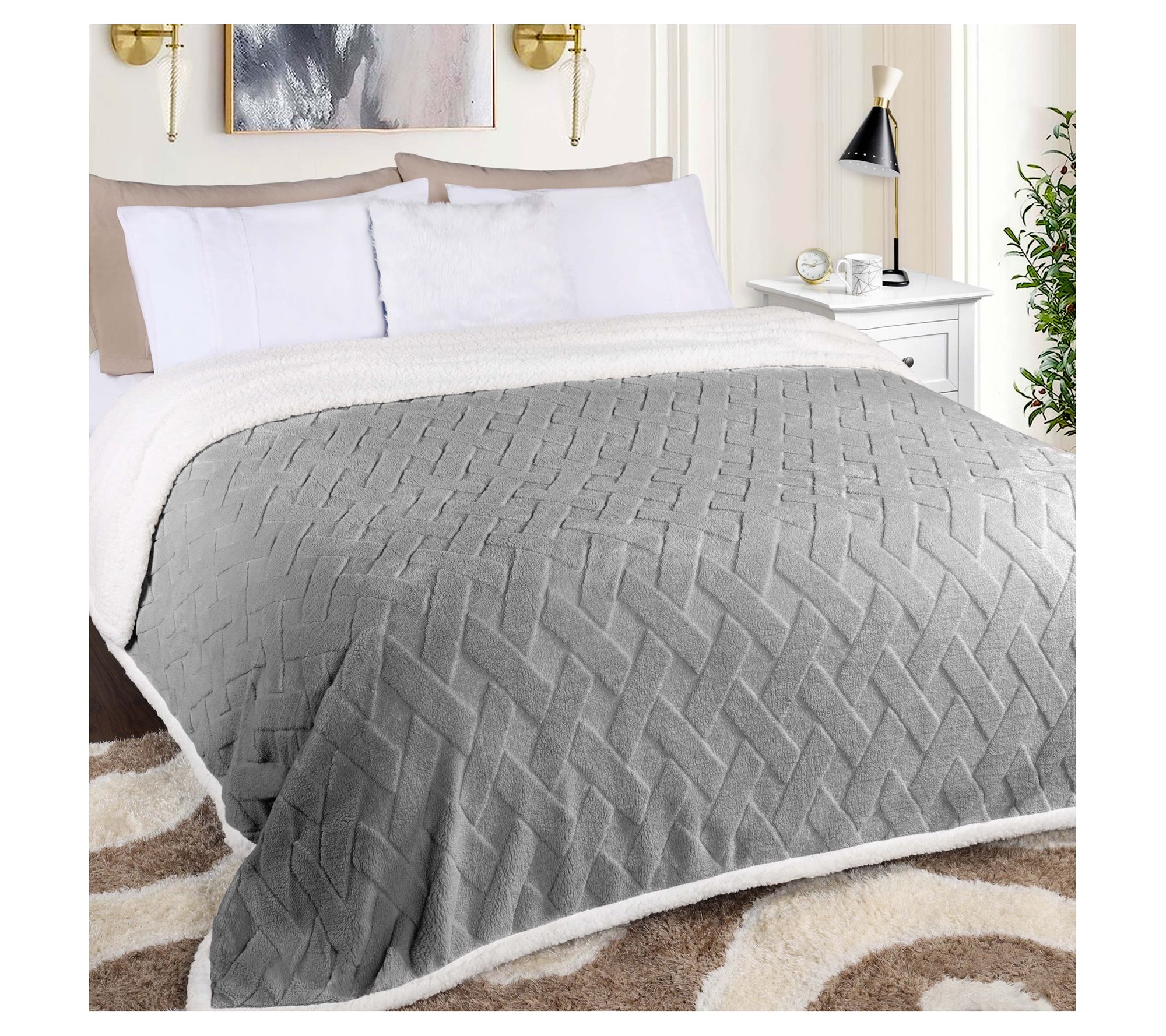 Superior Reversible Jacquard Fleece Blanket-  T win