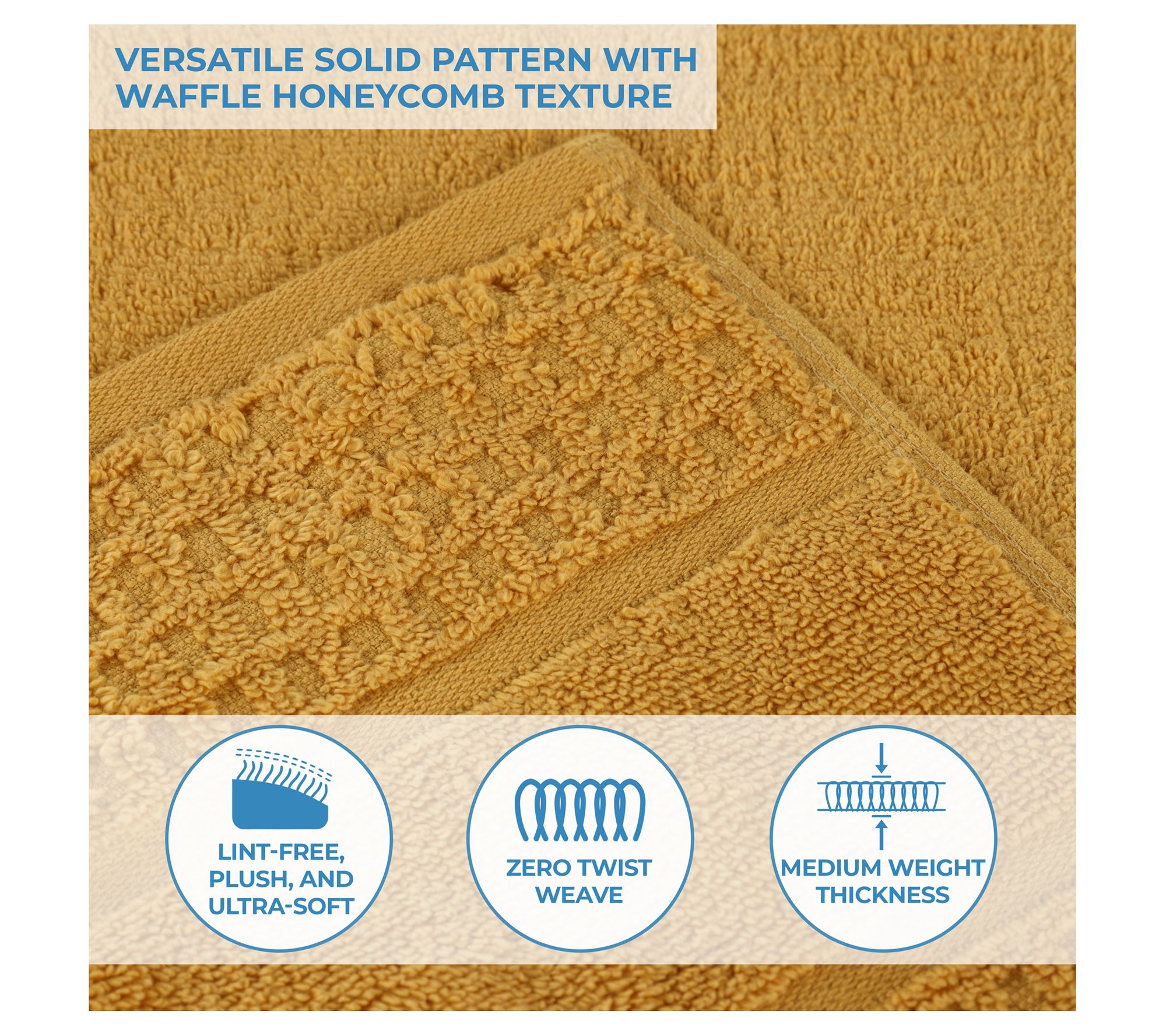 Superior Cotton Waffle Honeycomb 2-Piece Bath Sheet Set ,Gold