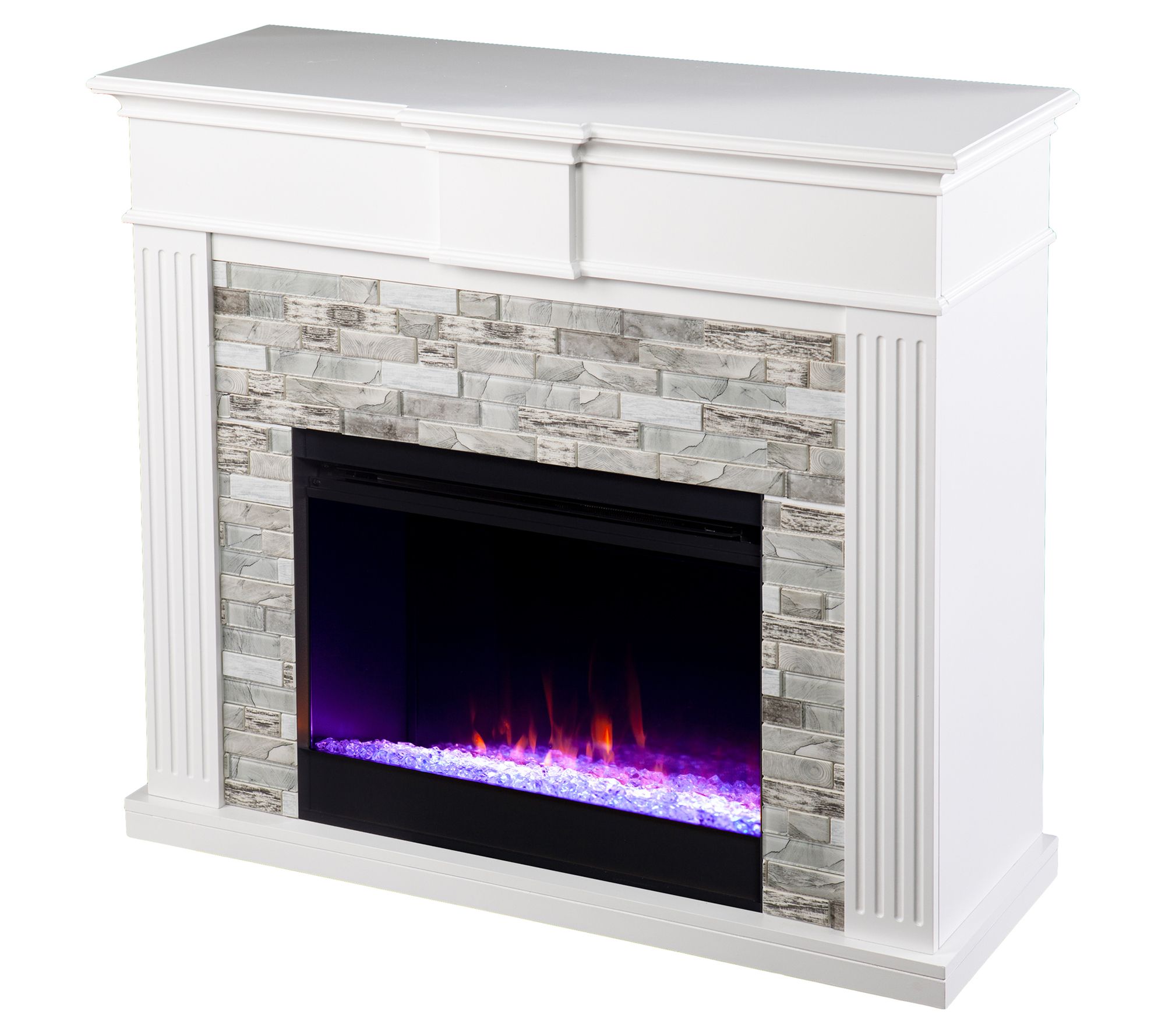 SEI Furniture Bondale Color Changing Fireplace with Faux Stone