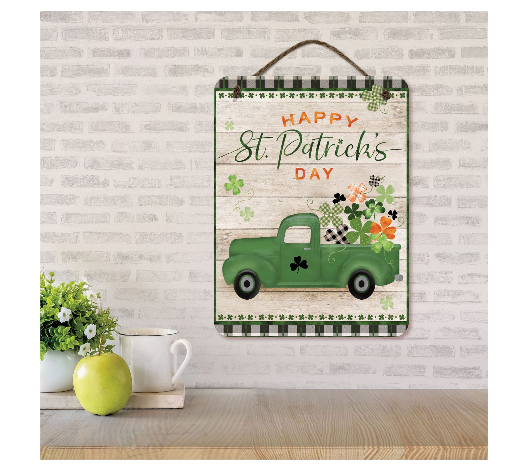 Courtside Market Truck with Clovers 12x16 Hanging Sign