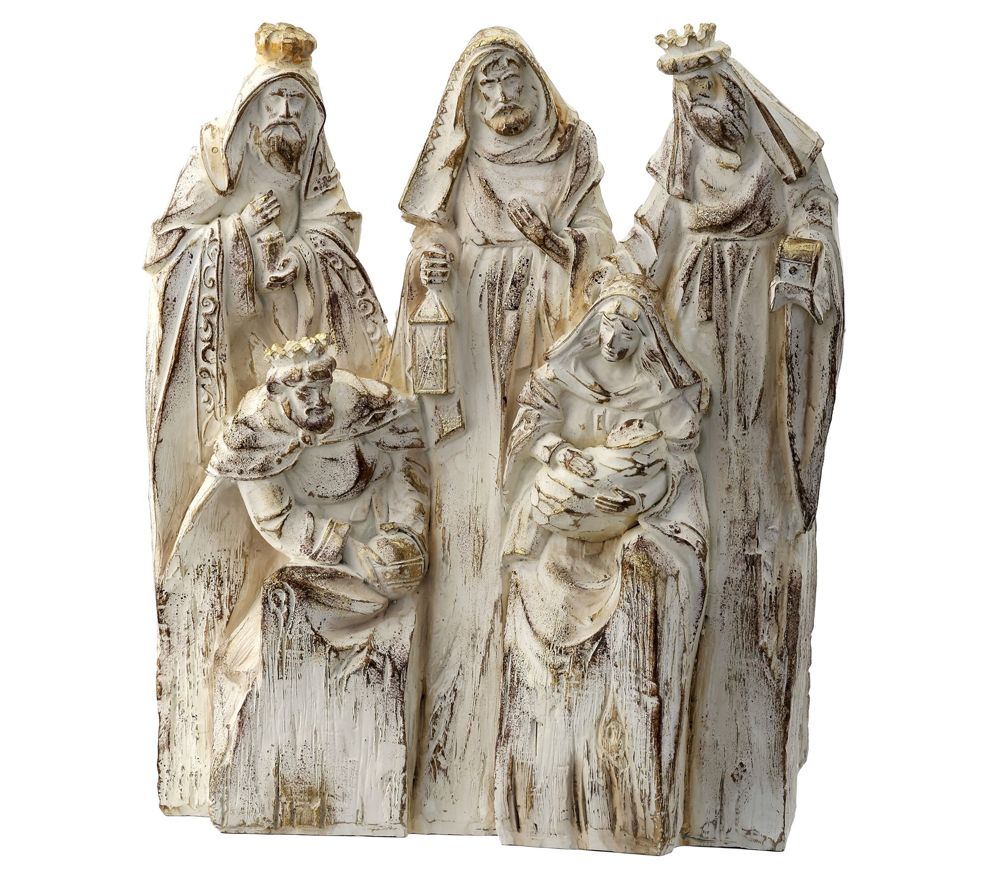 9.5" Carved Wood Block Nativity by Valerie