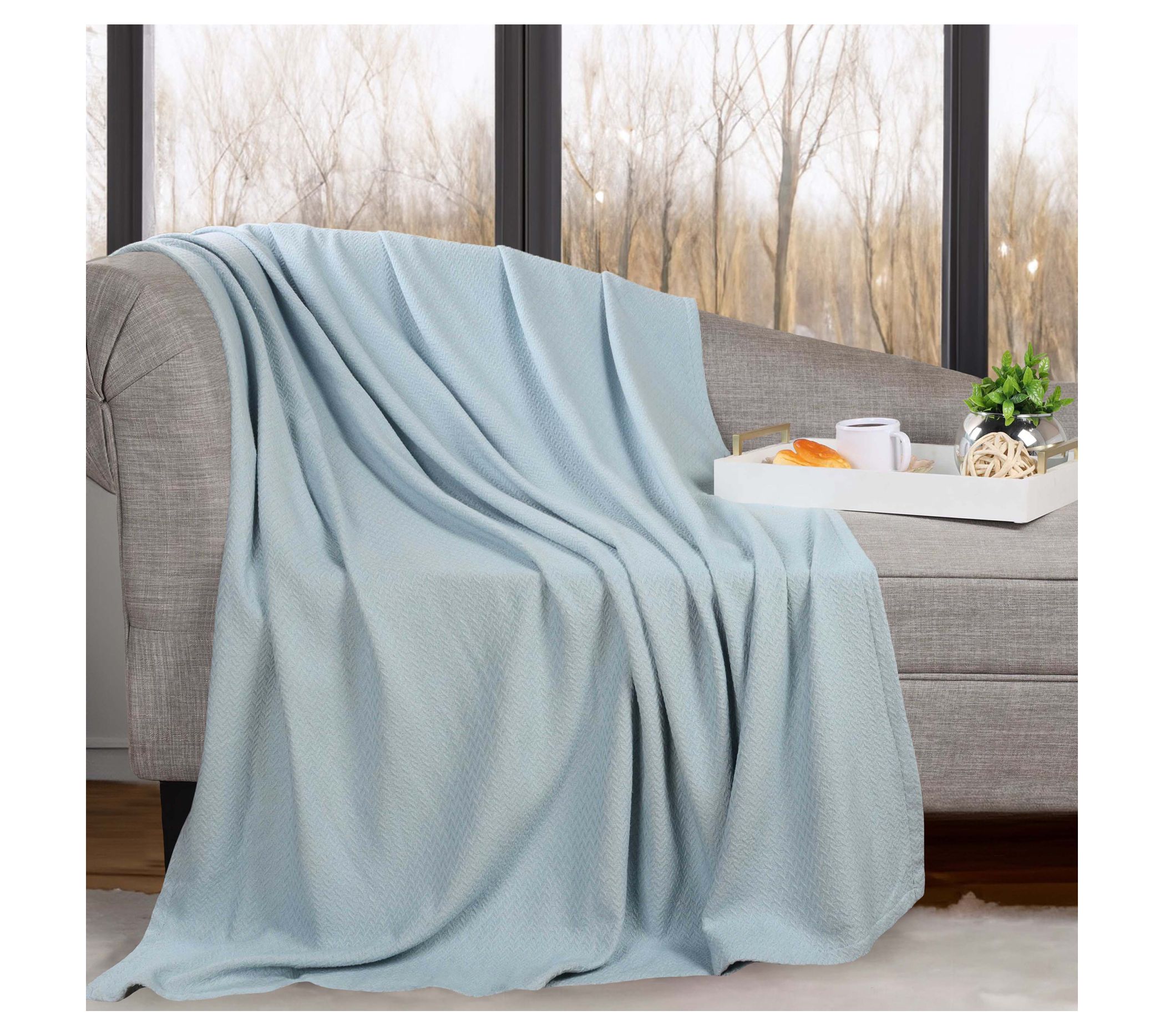 Superior Nobel Cotton Textured Chevron Woven Blanket, Throw - QVC.com