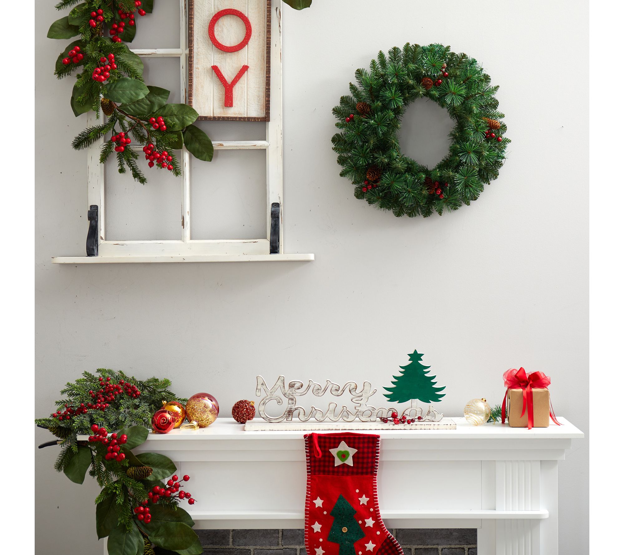 Nearly Natural 20" Frosted Pine Christmas Wreath