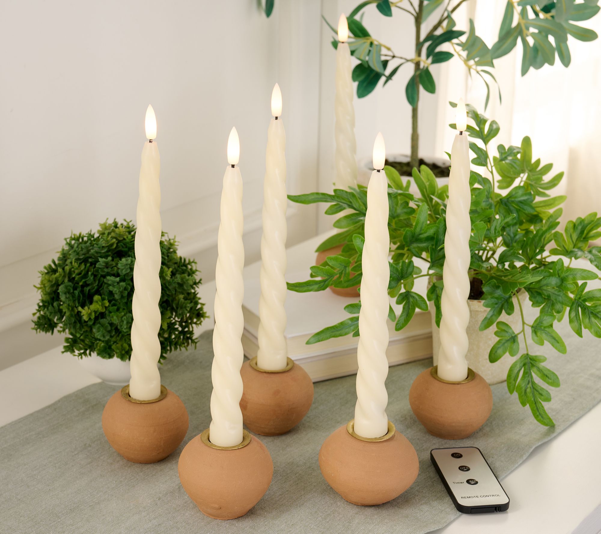 Mrs. H by Dee Hilfiger Set of 6 Wax Flameless Twist Taper Candles