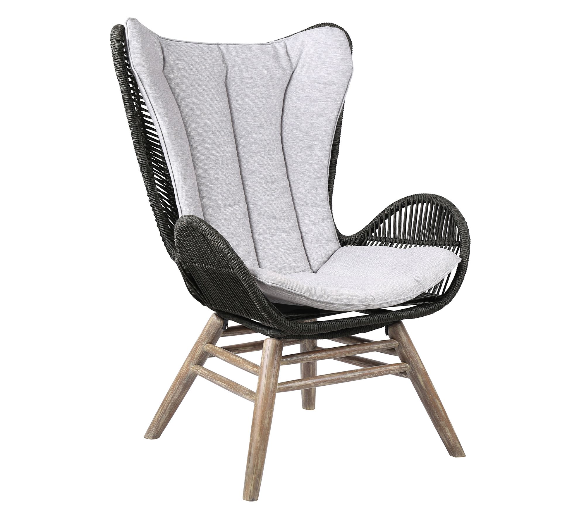 Armen Living King Indoor Outdoor Lounge Chair in Wood and Rope