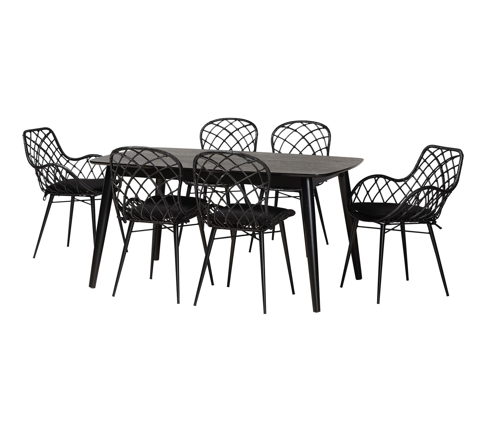 bali & pari Aniceta Wood and Rattan 7-Piece Dining Set