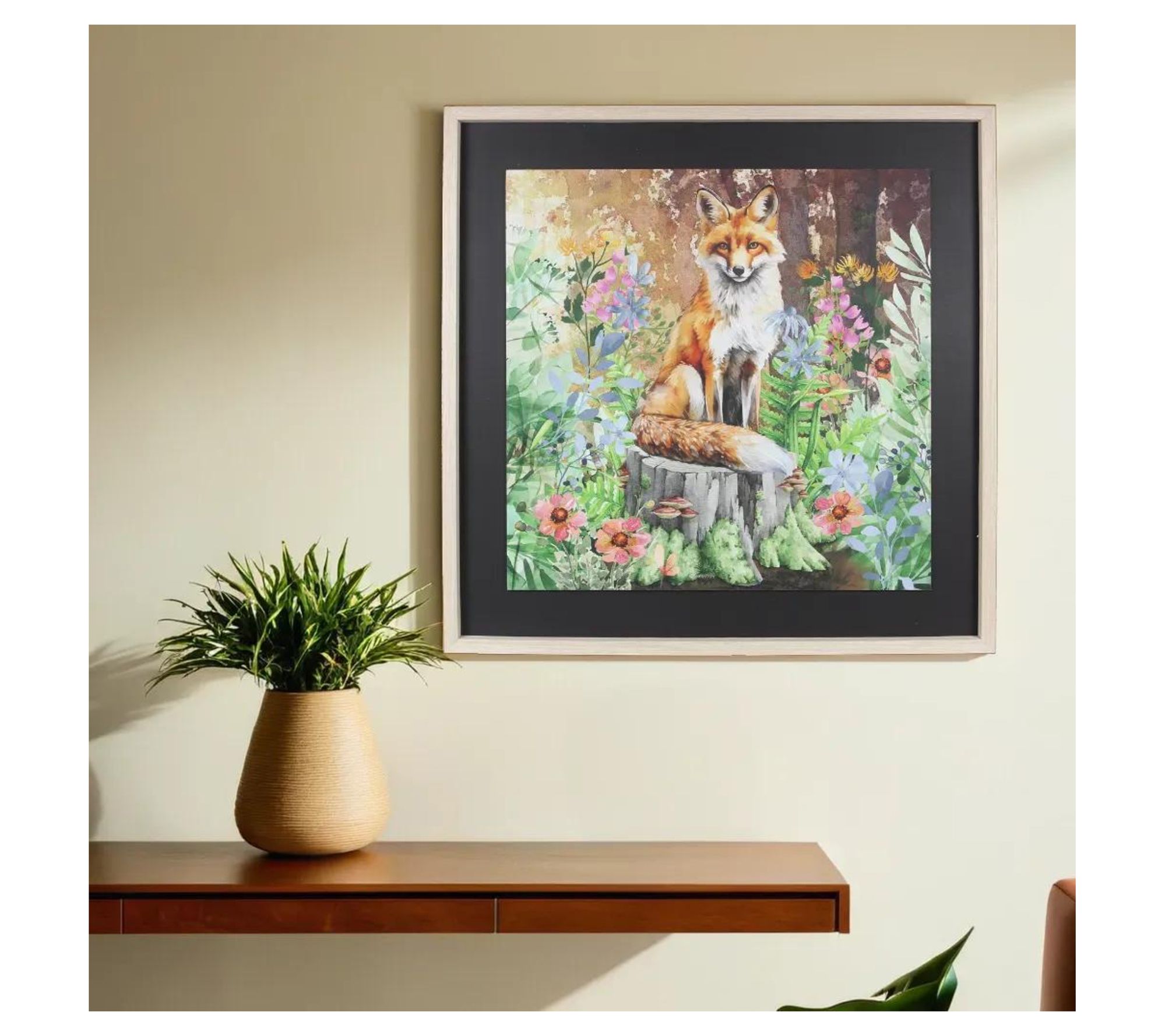 Young's Wood Frame Fox Canvas with Acrylic Painting