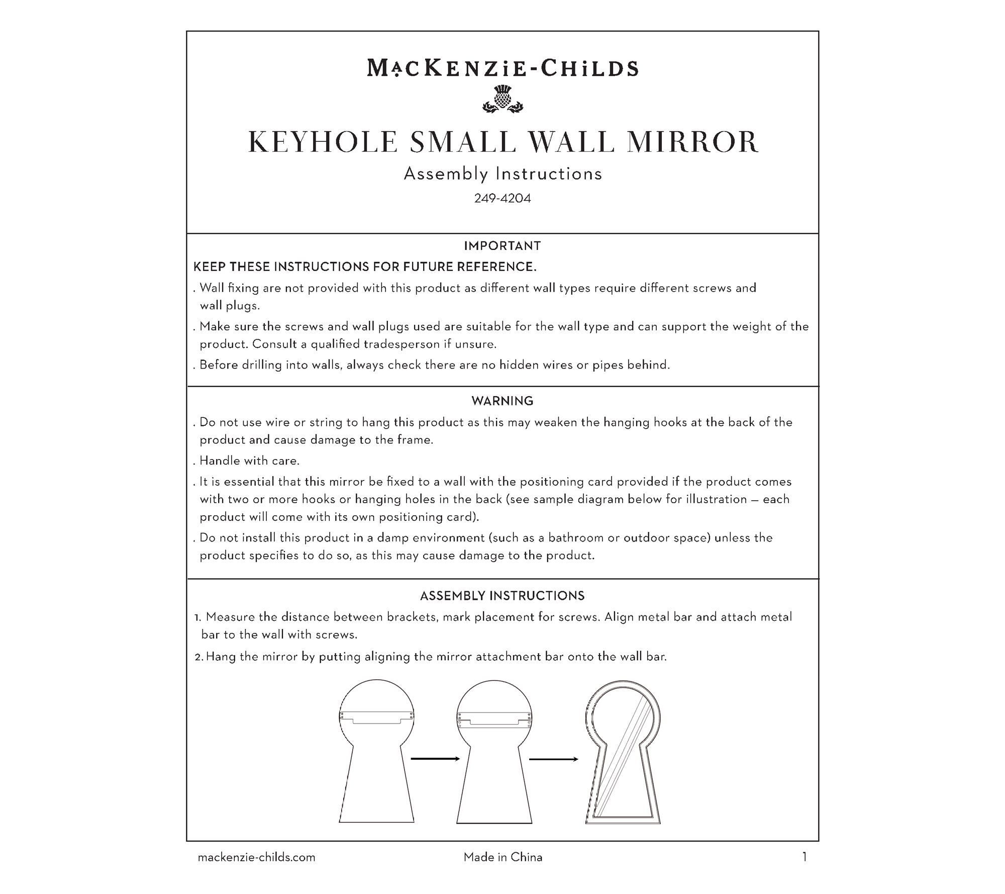 MacKenzie-Childs Keyhole Small Wall Mirror - QVC.com