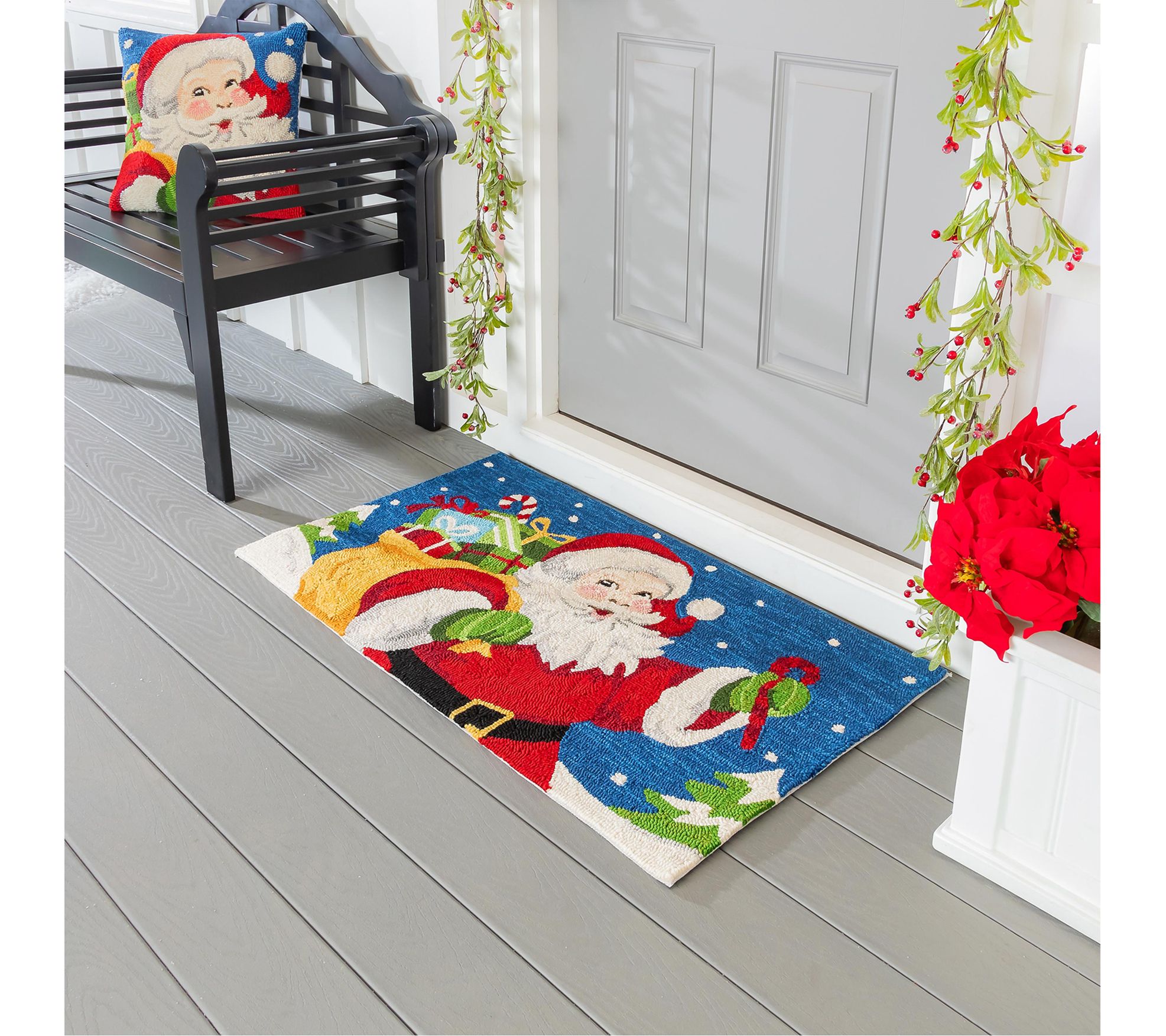Evergreen 42"x24" Santa Indoor/Outdoor Hooked Rug