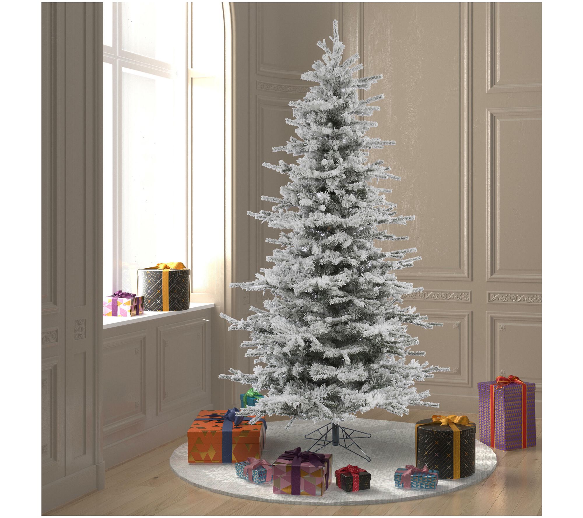 Vickerman Artificial 6.5' Flocked Slim Sierra Unlit Tree