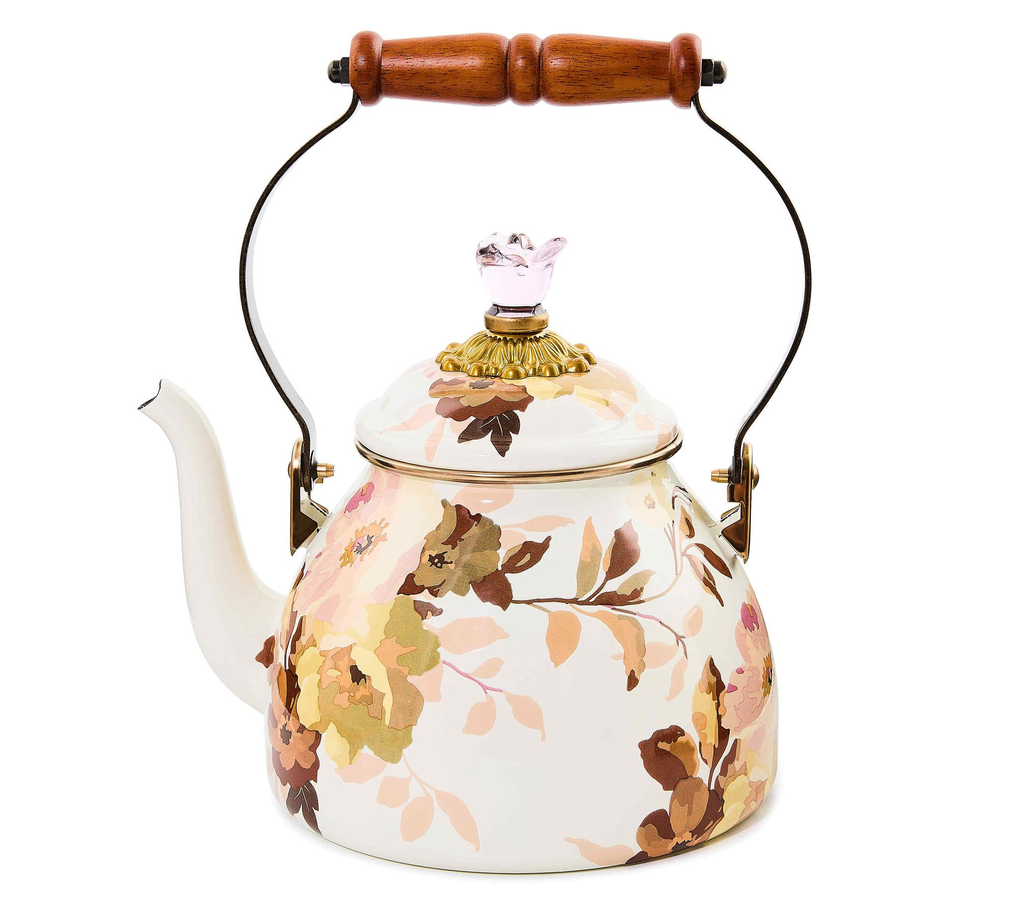 MacKenzie- Childs 2-Quart Wild Rose Enamel Tea Kettle - QVC.com