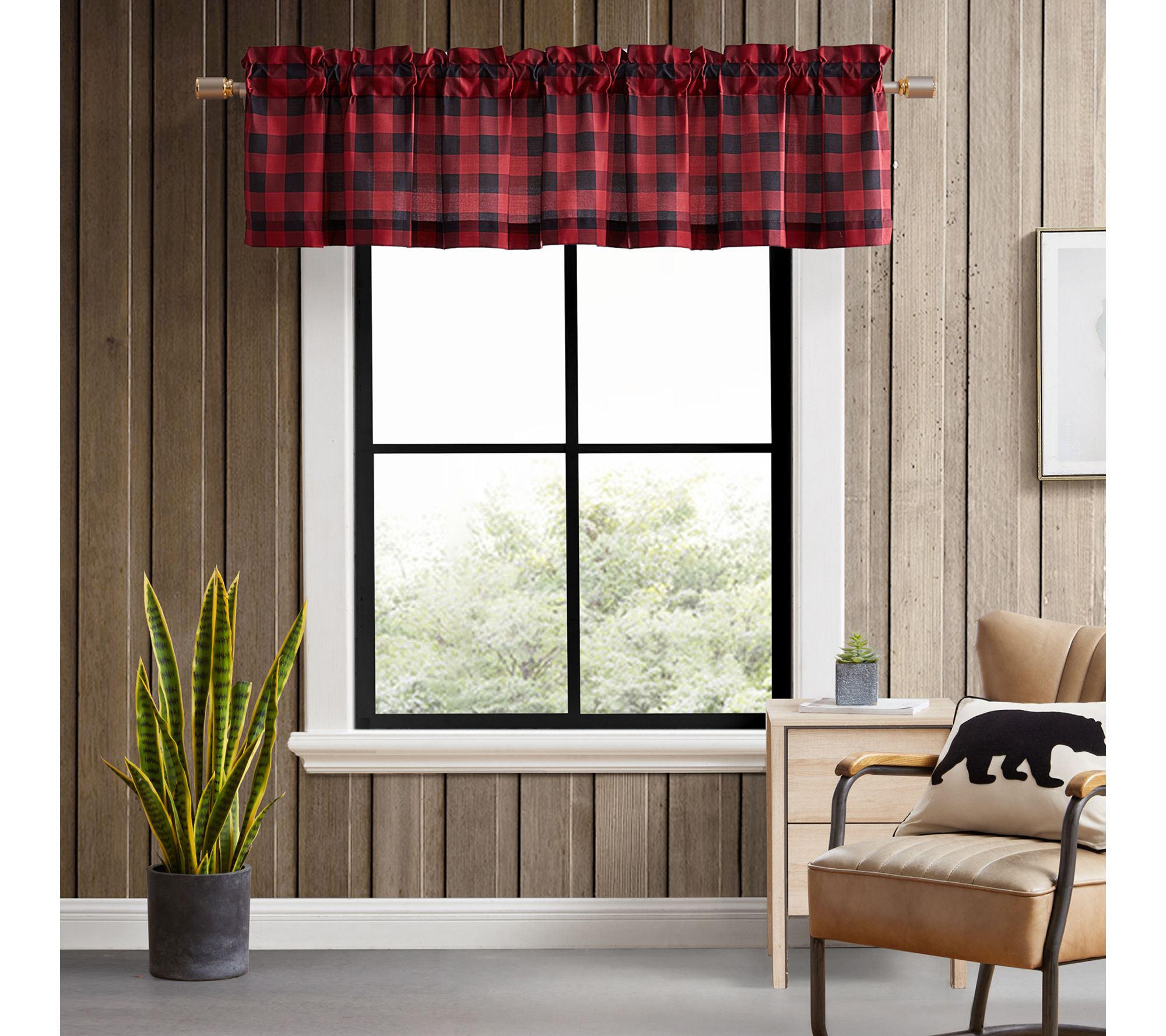 Eddie Bauer Mountain Plaid Red 86x15 Window Valance