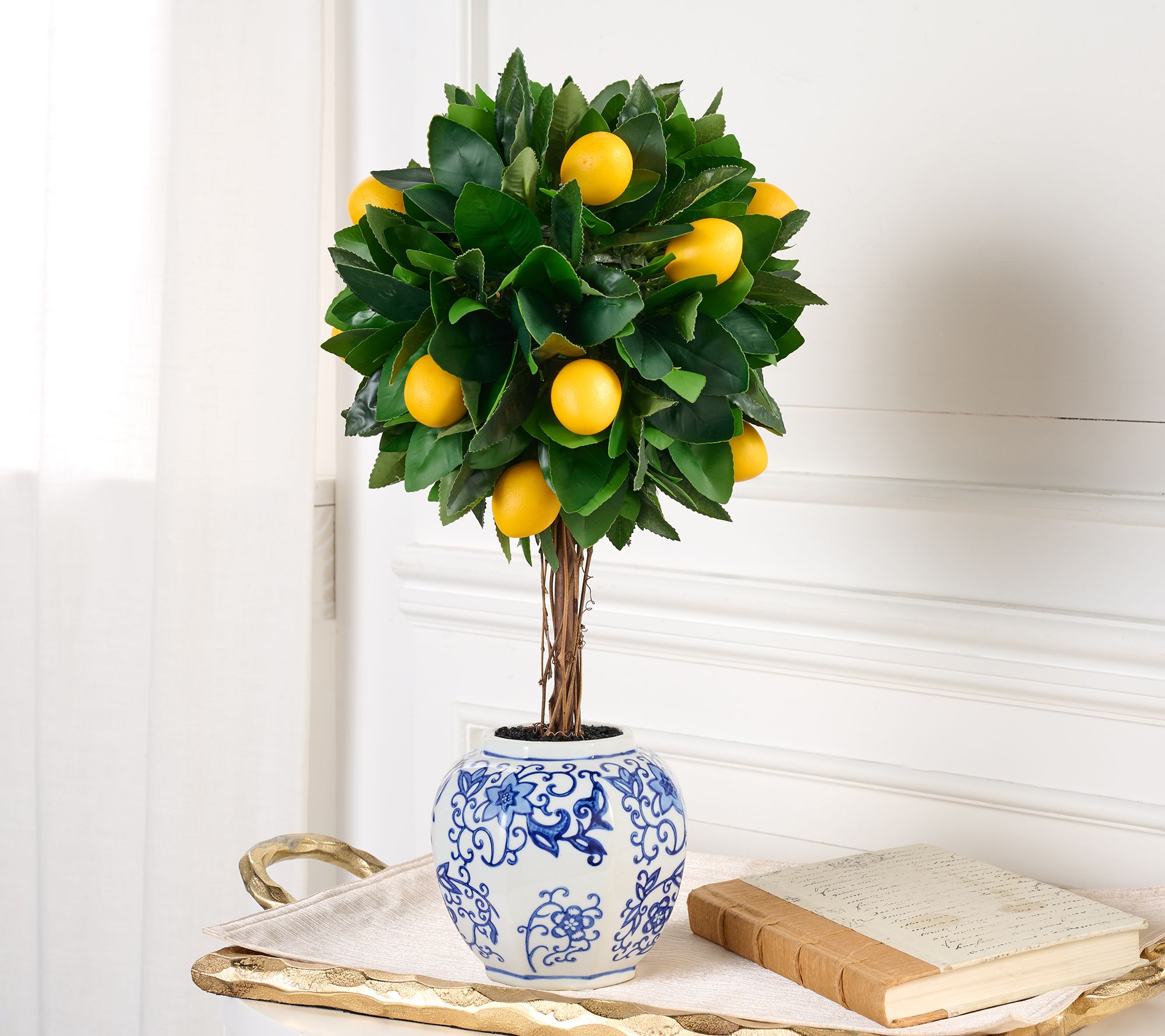 Hotel du Cobb by Dennis Basso 19" Faux Lemon Sphere in Pot