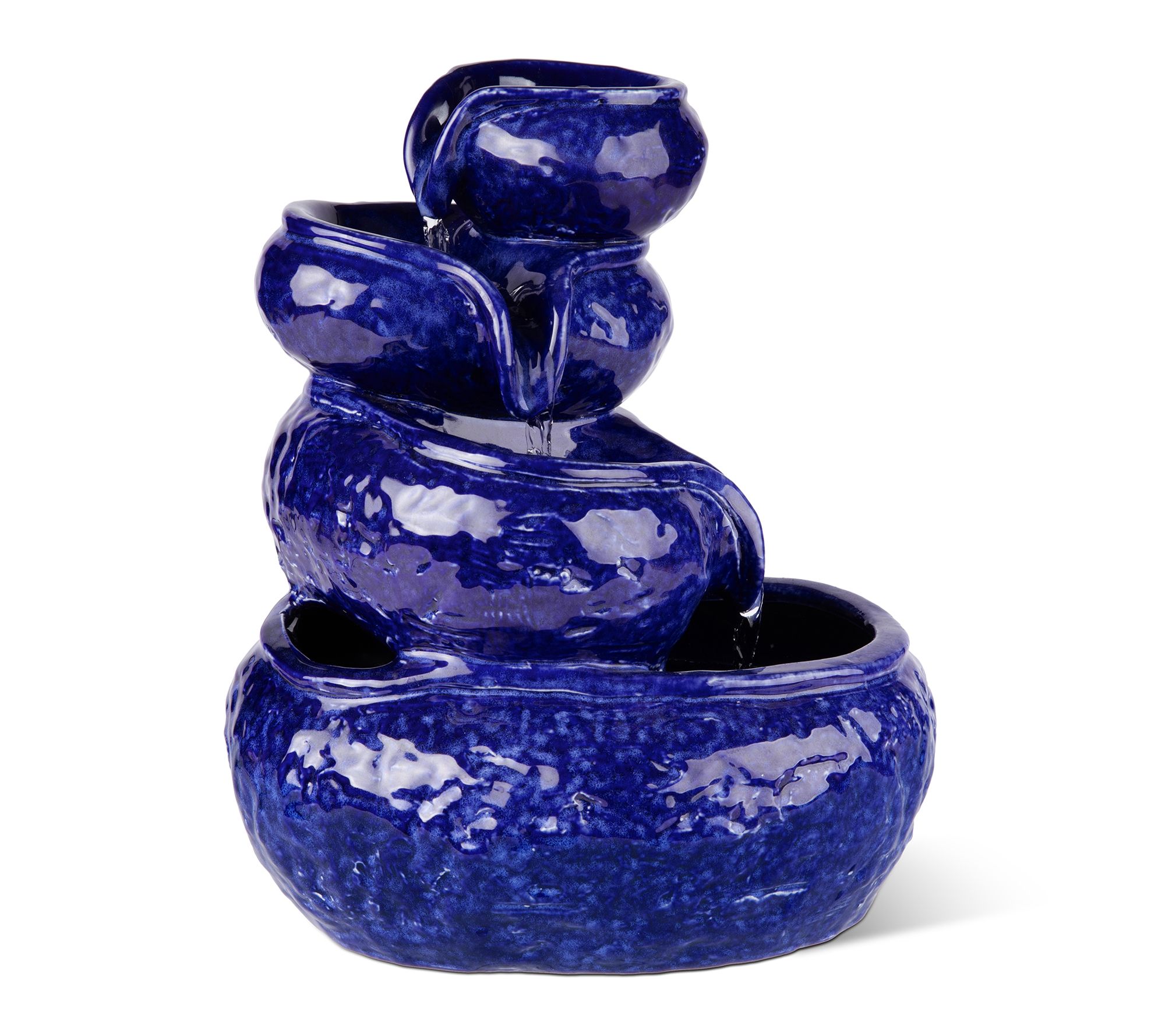 Glitzhome 11.75"H 4-Tiered Ceramic Cobalt BlueTable Fountain