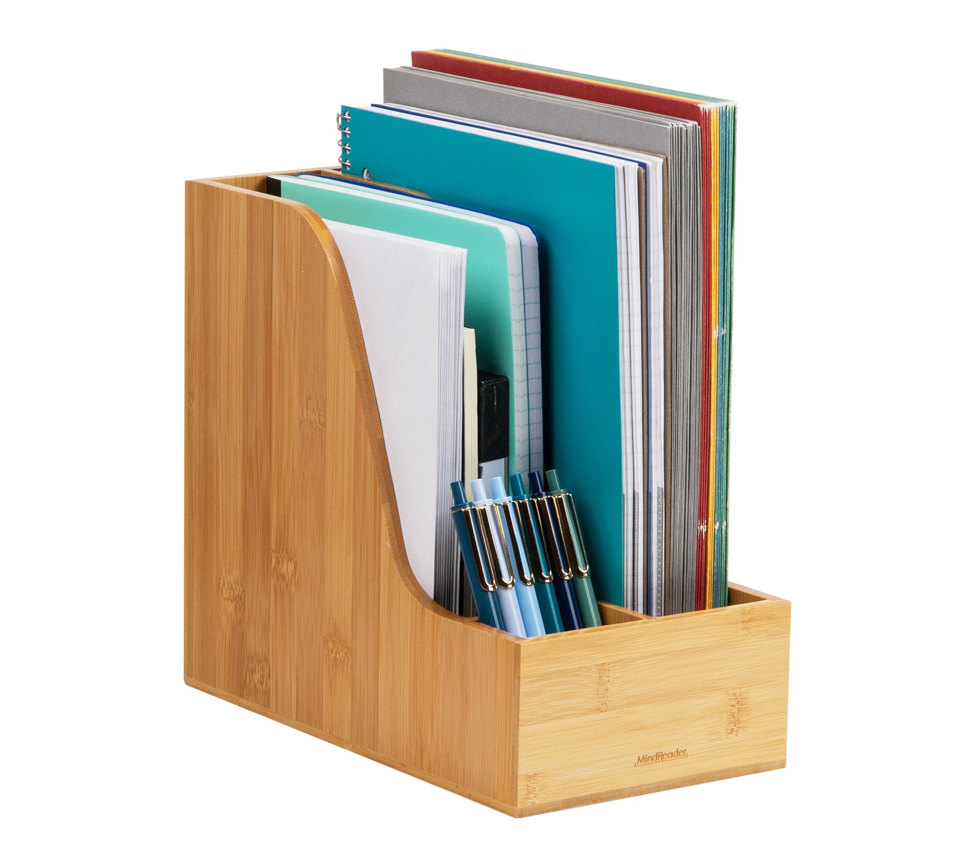 Mind Reader Vertical File Storage, Desktop Organizer, Brown