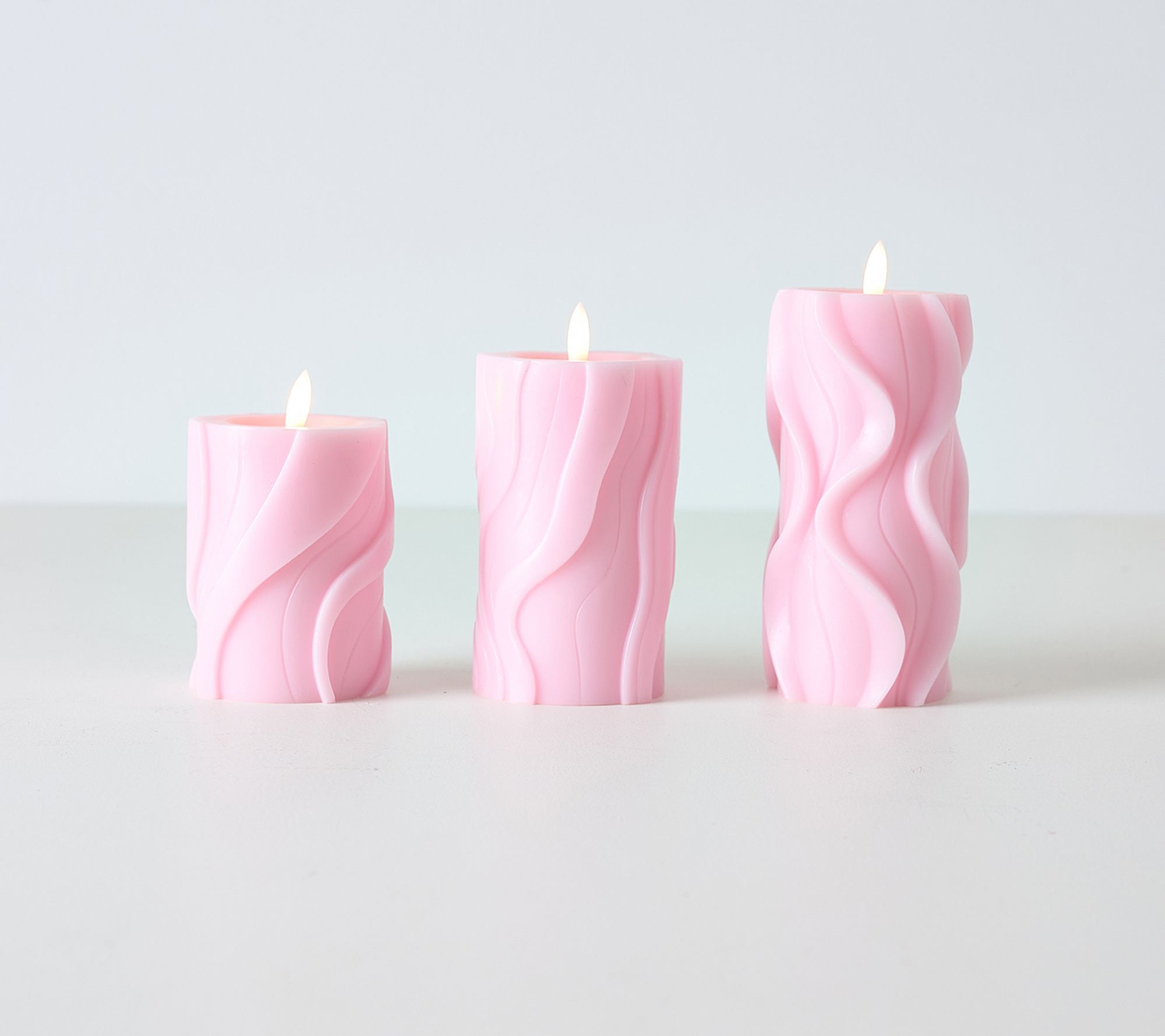 Set of 3 Wavy Textured Flameless Candles by Mally Roncal