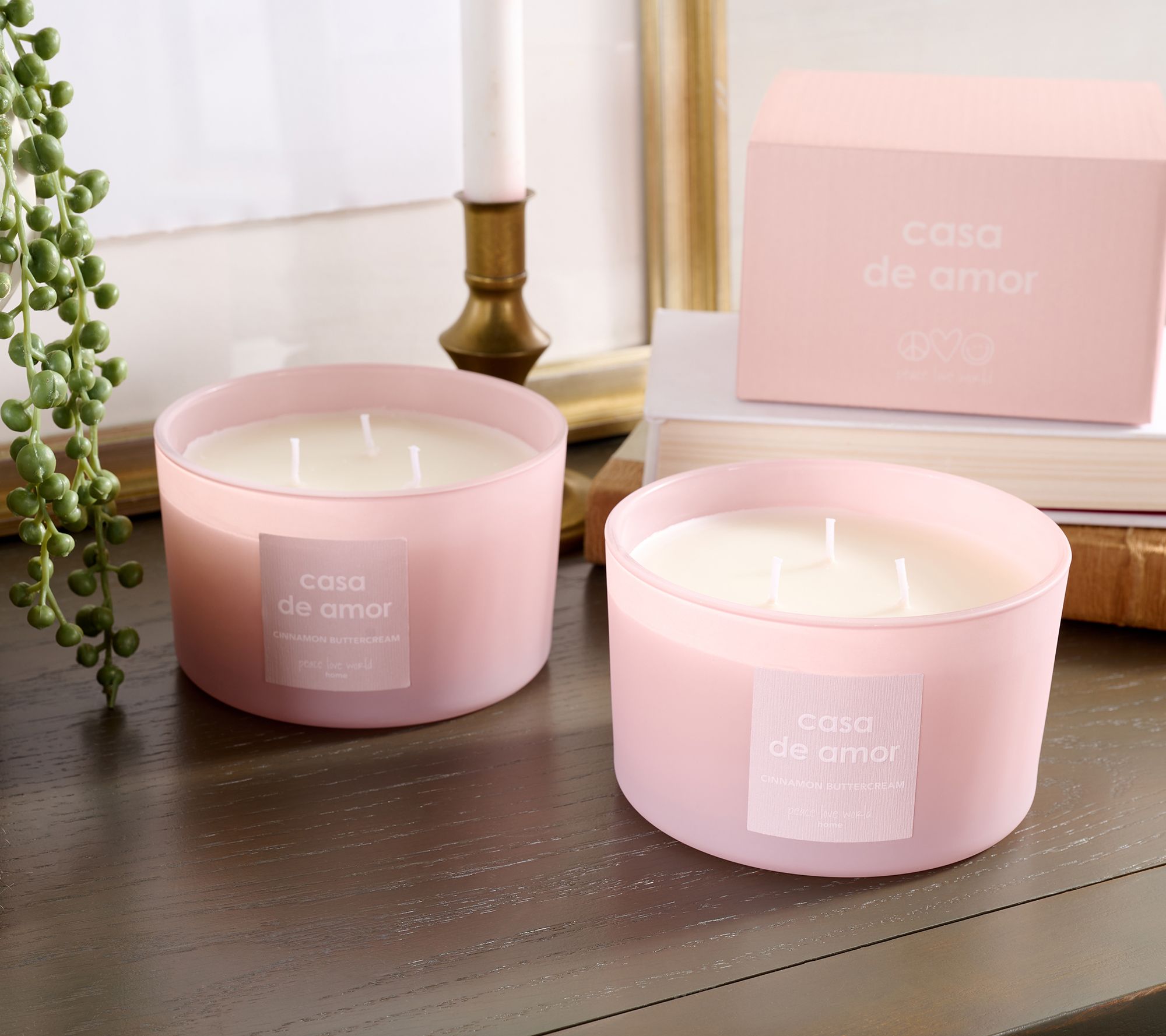 "As Is" Peace Love World S/2 16oz Matte Glass Candles