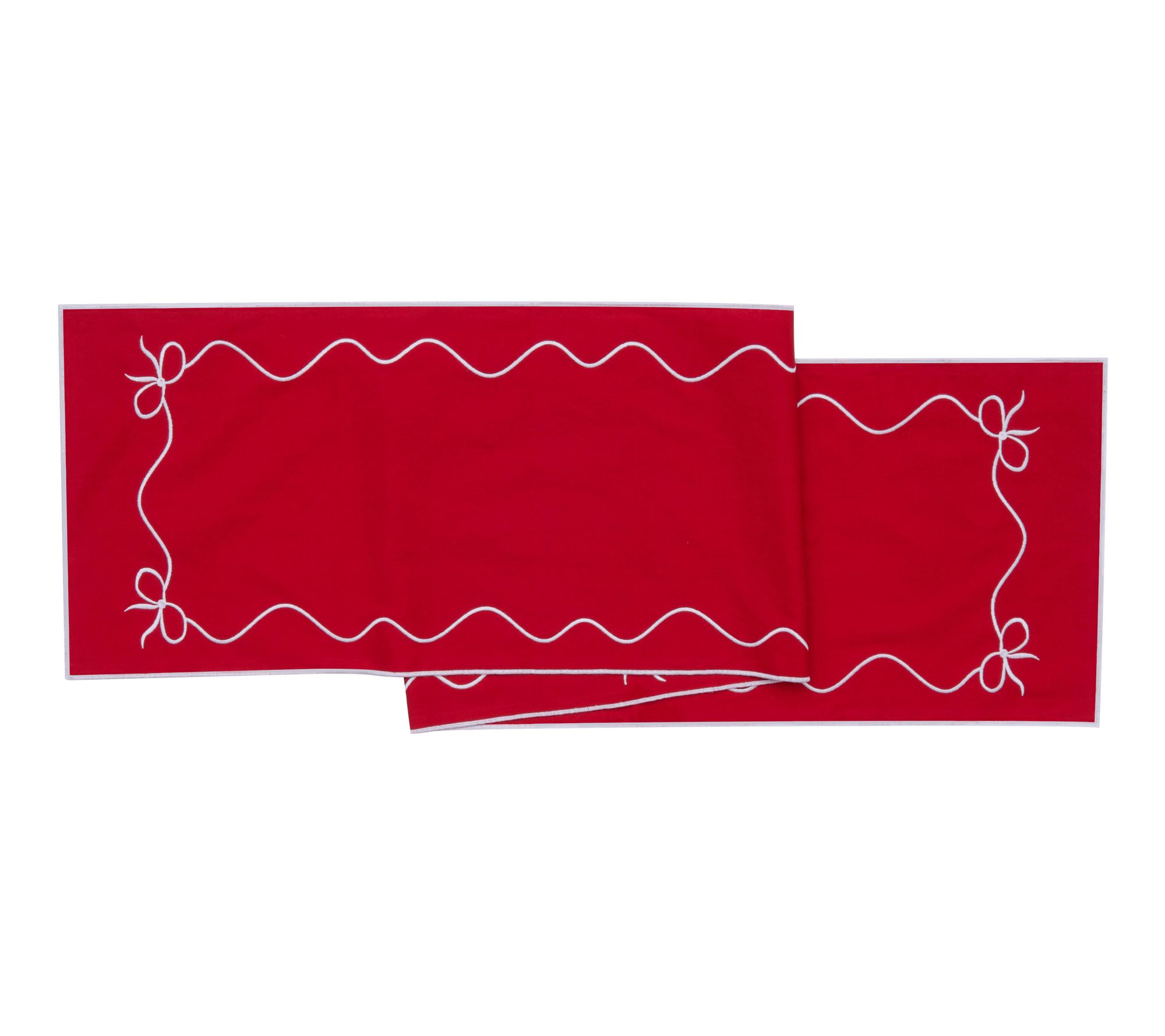 Embroidered Min imalist Bow Chr istmas Runner by Valerie