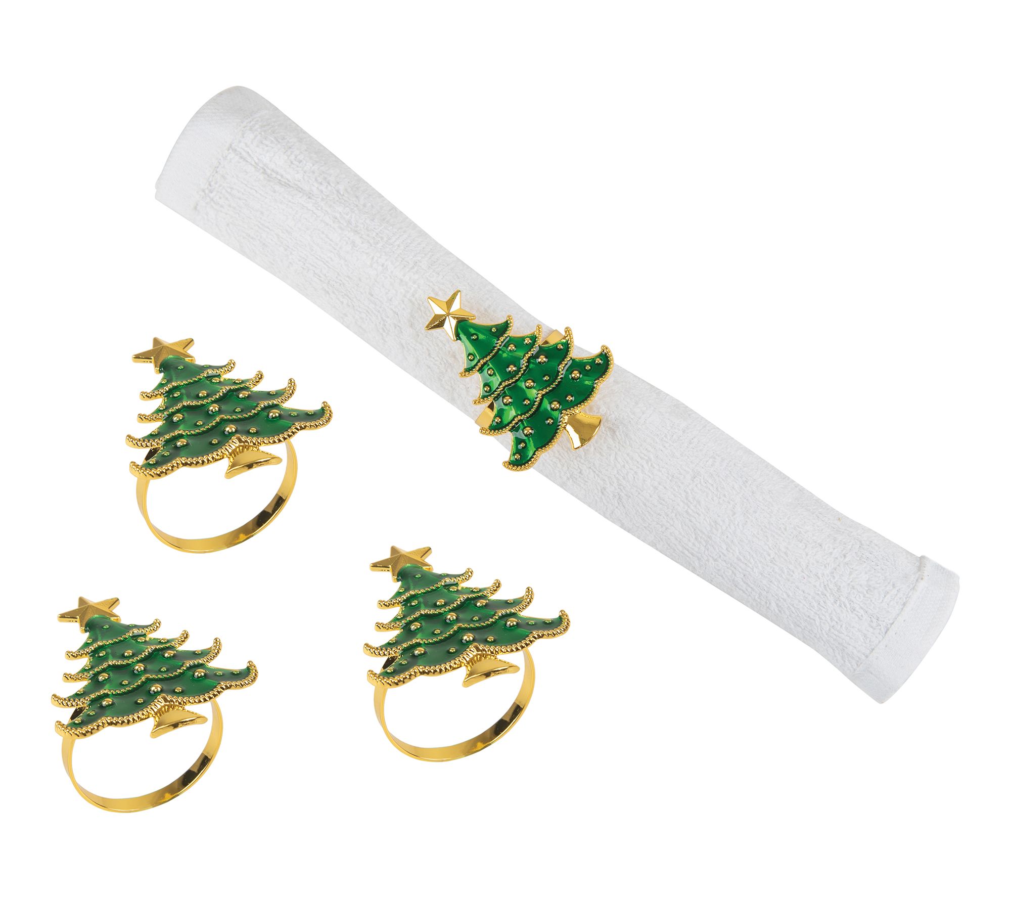 Gold & Green Napkin Rings Set of 4  by Valerie