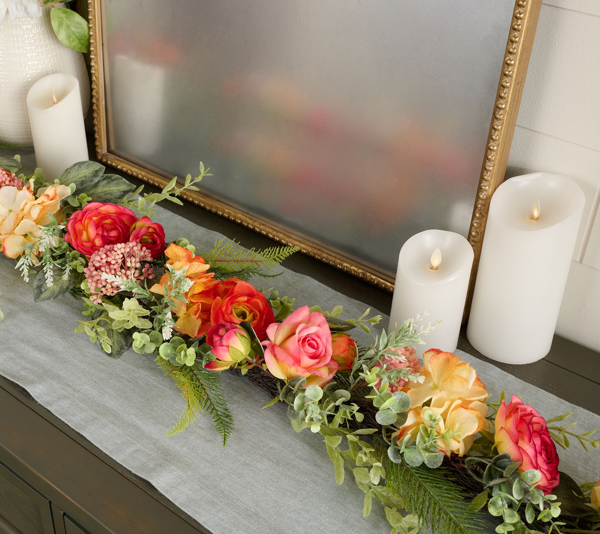 "As Is" 5' Rose , Ranunculus & Hydrangea Garland by Valerie