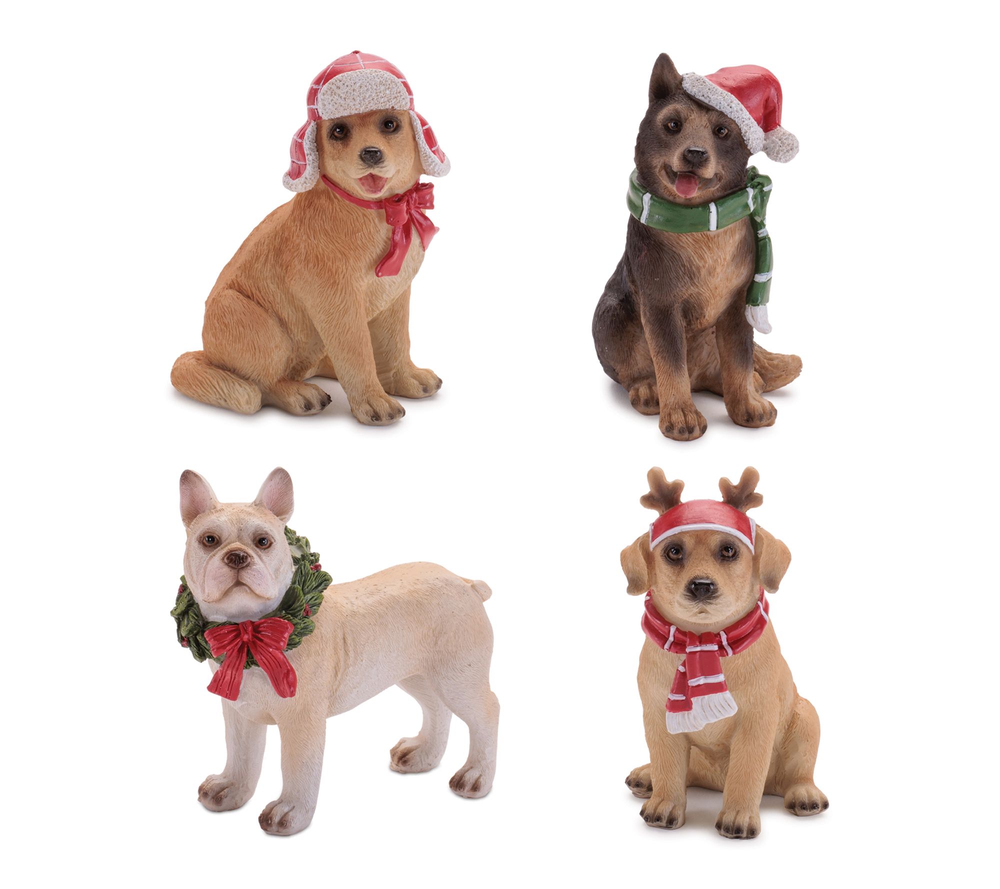 Melrose Holiday Dog with Scarf and Hat Accents (Set of 4)