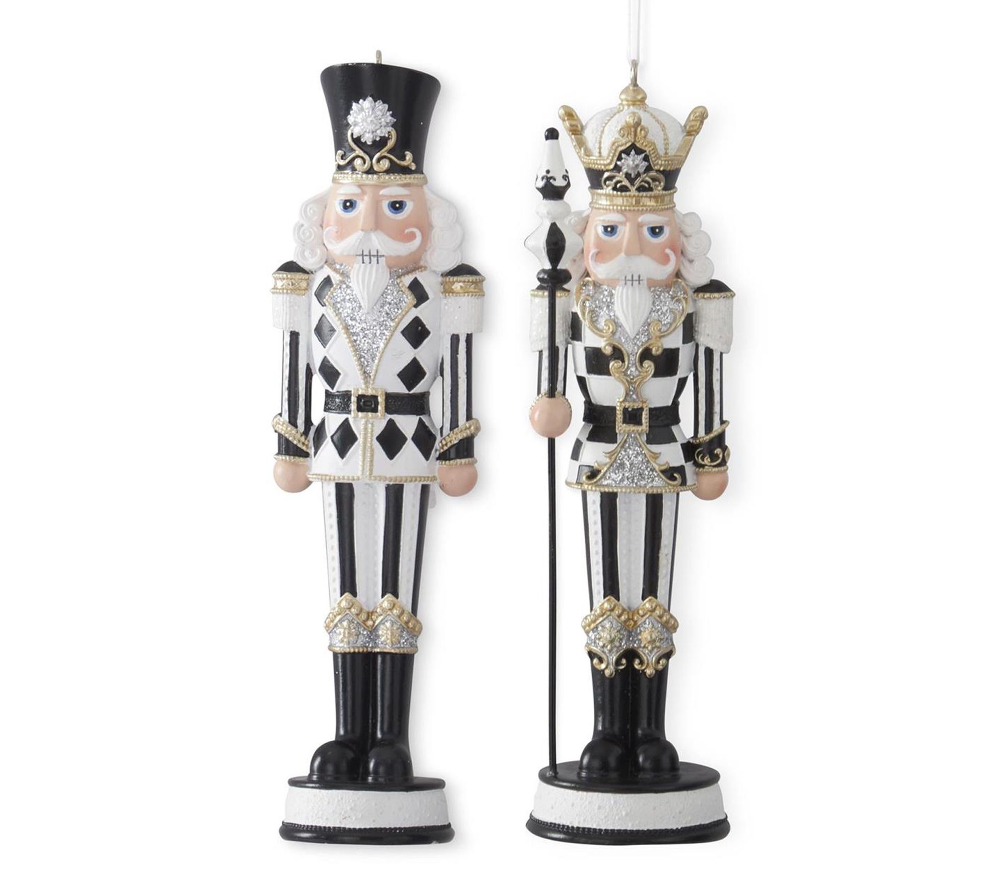 RC Home Decor -Set of 2- 6" Black & White Nutcracker Ornaments