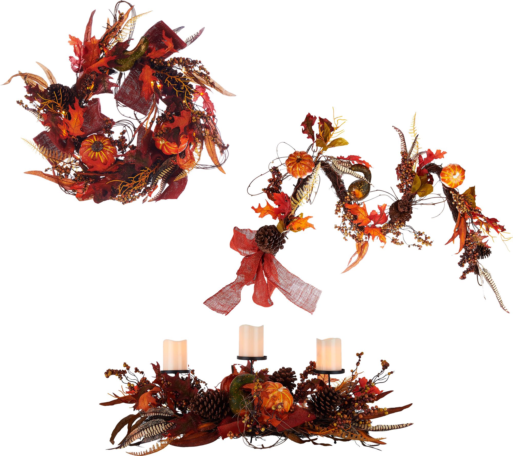 Plow and Hearth Illuminated Fall Wreath, Garland or Centerpiece