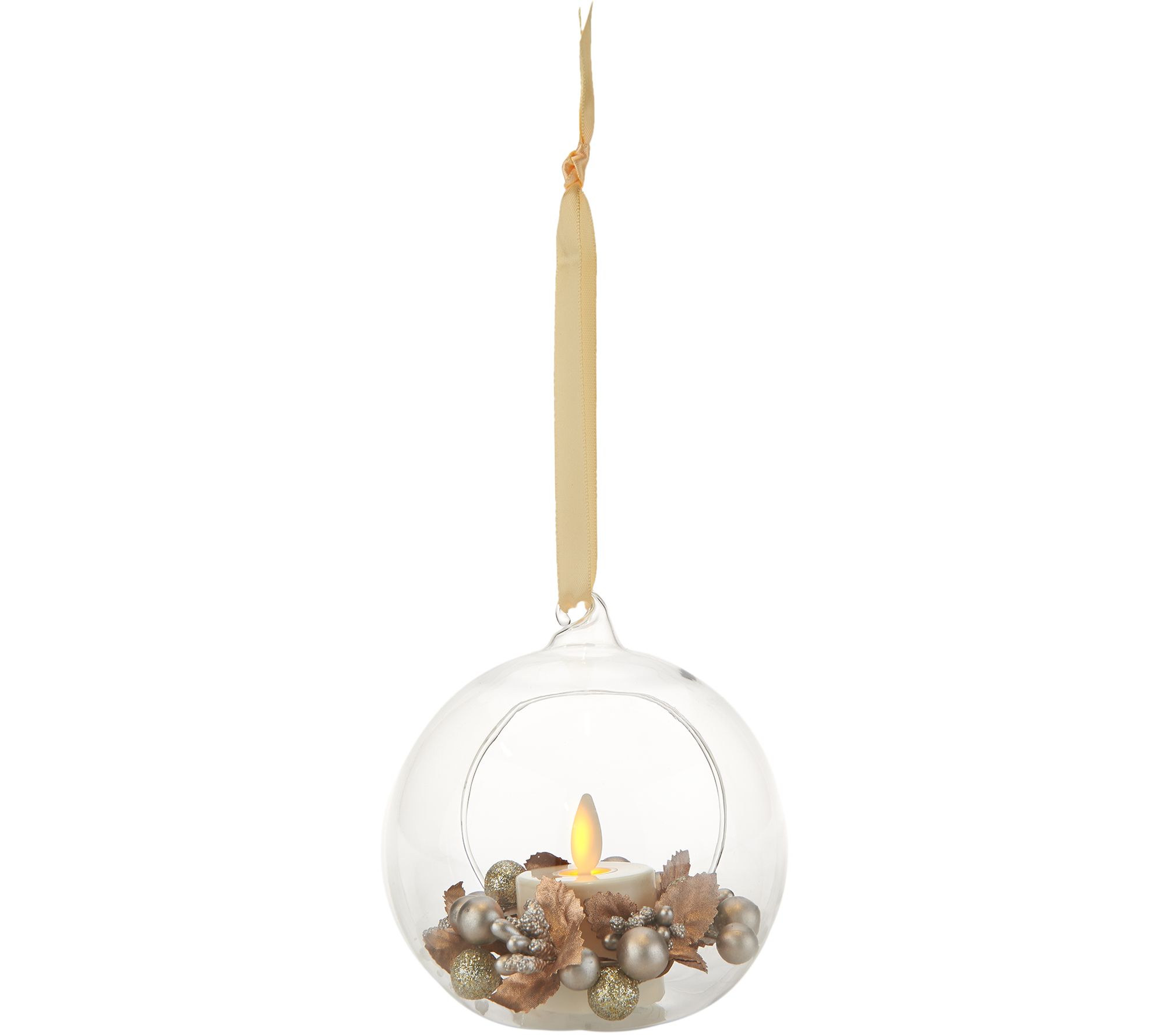 Luminara S/3 Blown Glass Ornaments with Flameless Tealight Candle