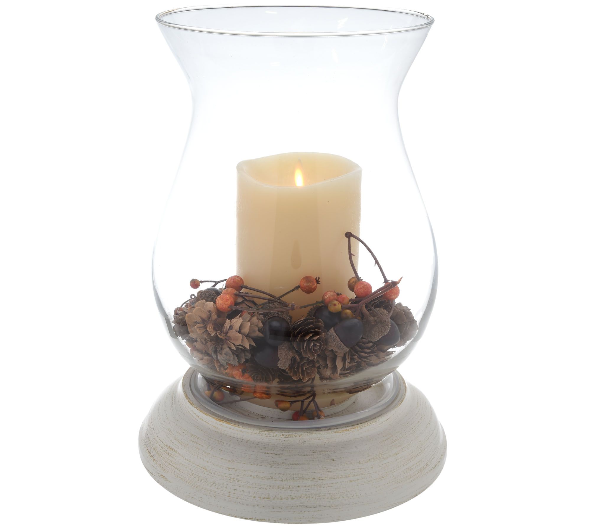 Luminara Hurricane with Flameless Candle and Two Seasonal Fills