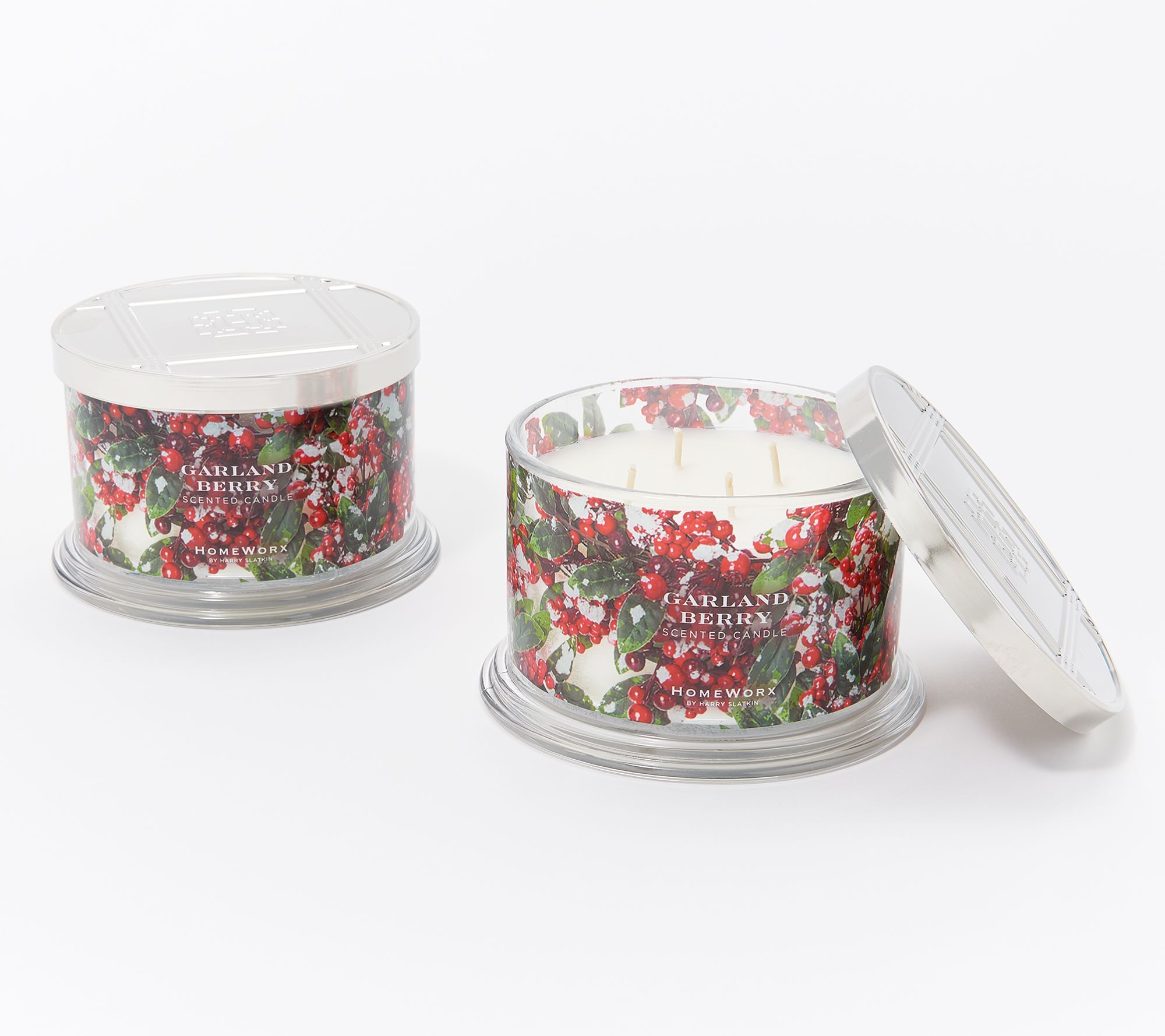 HomeWorx by Harry Slatkin Set of 2 Garland Berry 4Wick Candles