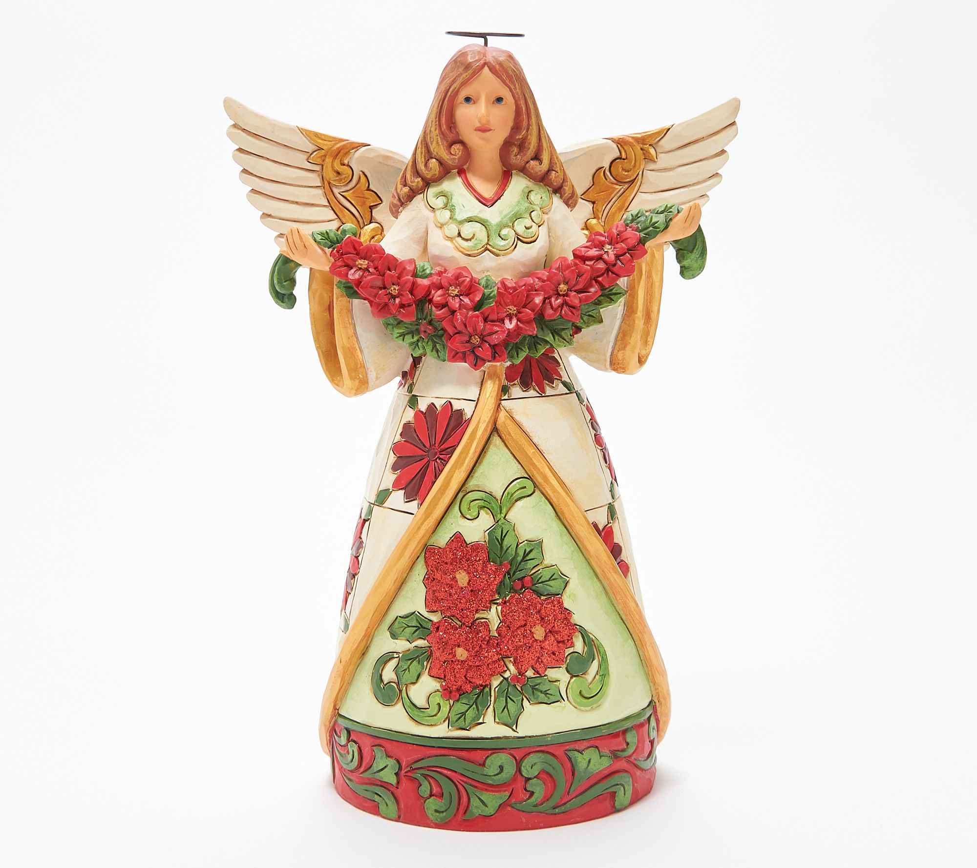 Jim Shore Heartwood Creek Angel Figurine with Poinsettia Garland - QVC.com