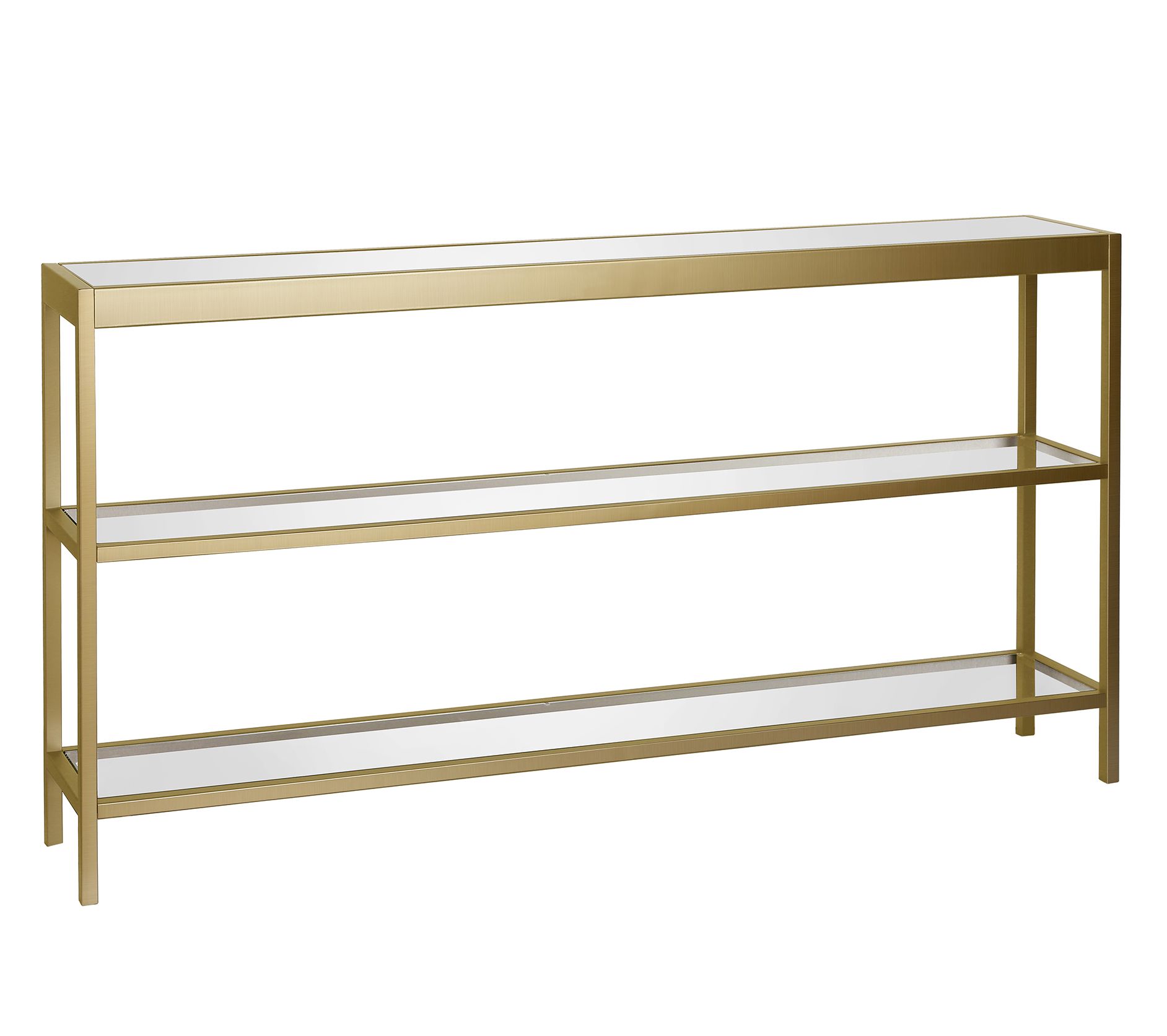 Hudson & Canal 55" Three Shelf Glass Console Ta ble