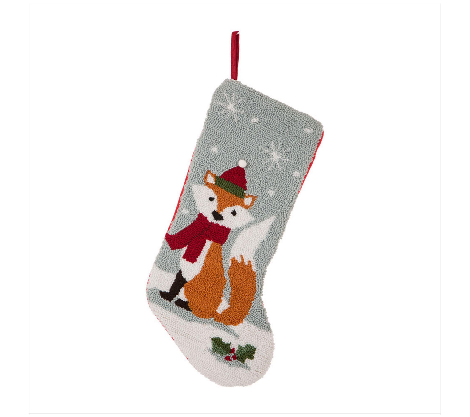 Glitzhome Fox Hook Looped Fabric Christmas Stoc king