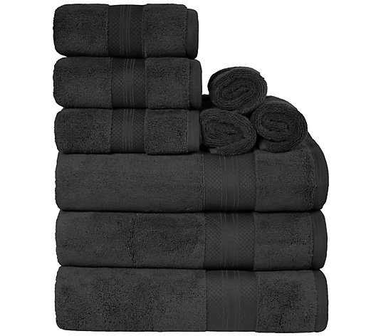 Superior Turkish Cotton 9-Piece Solid Absorbent Towel Set