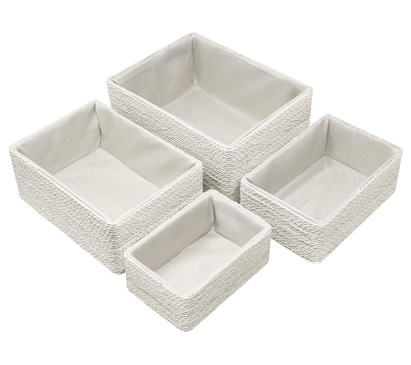 Sorbus Stackable Woven Baskets - Set of 4
