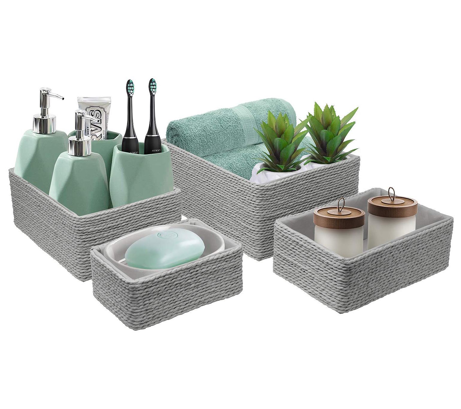 Sorbus Stackable Woven Baskets - Set of 4