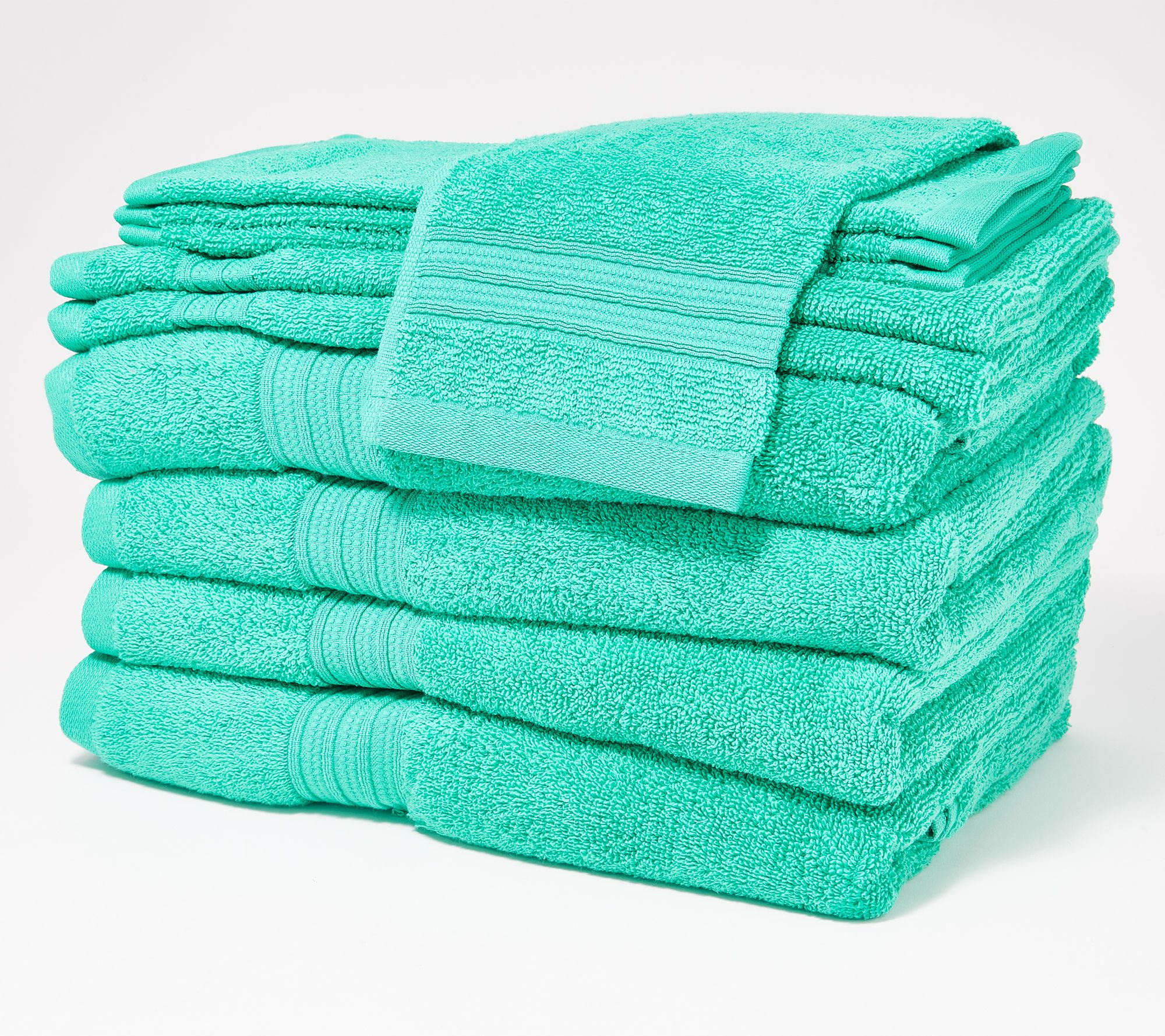 Lavish Home 8 Piece 100% Cotton Plush Bath Towel Set - Blue