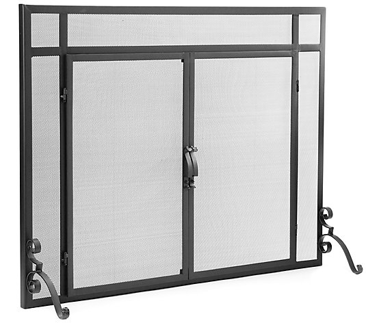 Plow & Hearth Small Classic Flat Guard Fire Screen with Doors
