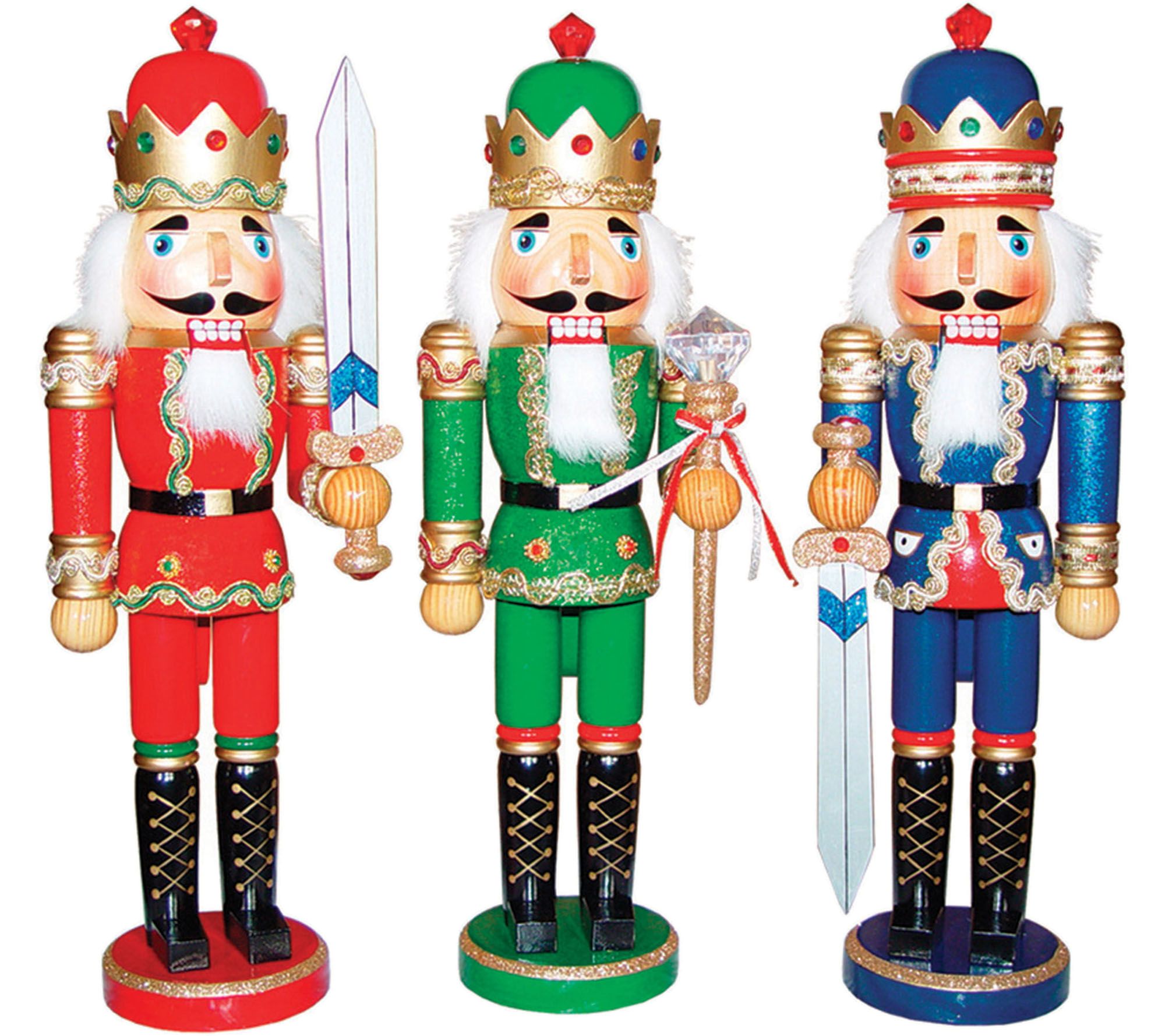 Set of 3 14" Bejeweled King Nutcrackers by S anta's