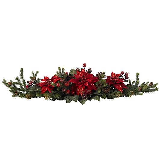 Poinsettia & Berry Centerpiece by Nearly Natural