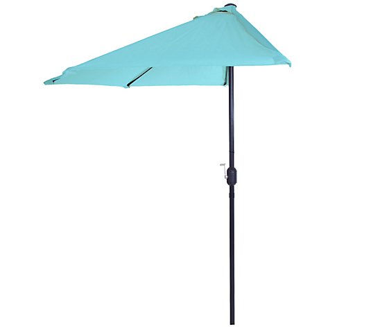 Pure Garden 9-Foot Half-Round Patio Umbrella -Blue