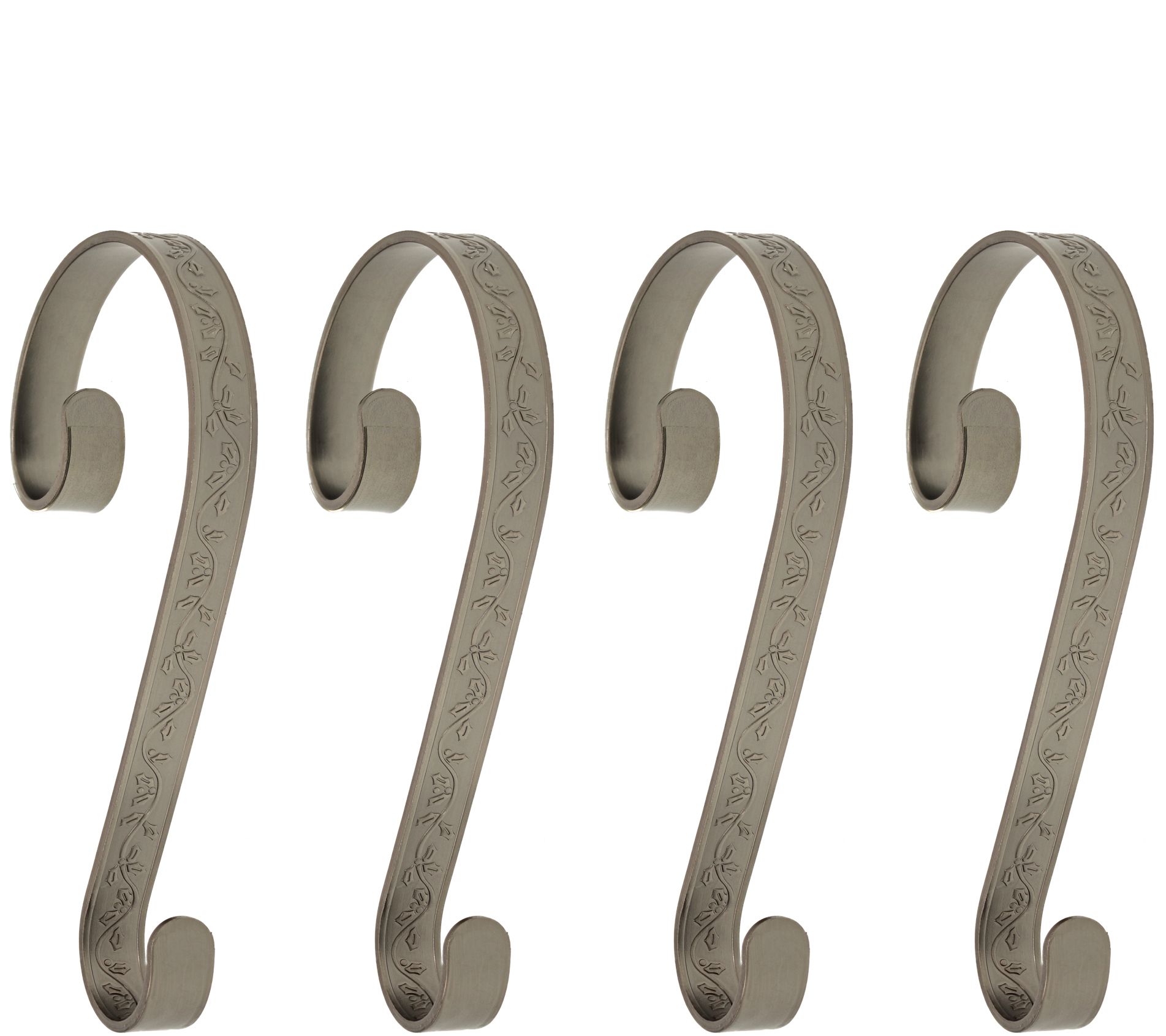 Haute Decor Set of 4 Holly Embossed Stocking Scrolls