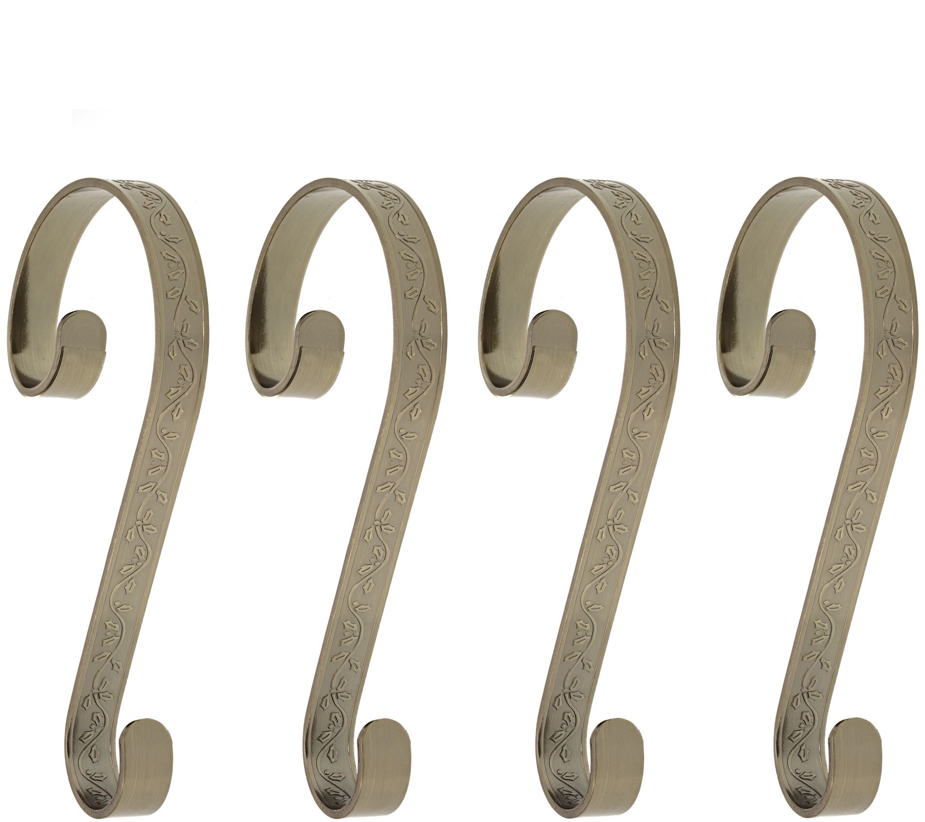 Haute Decor Set of 4 Holly Embossed Stocking Scrolls