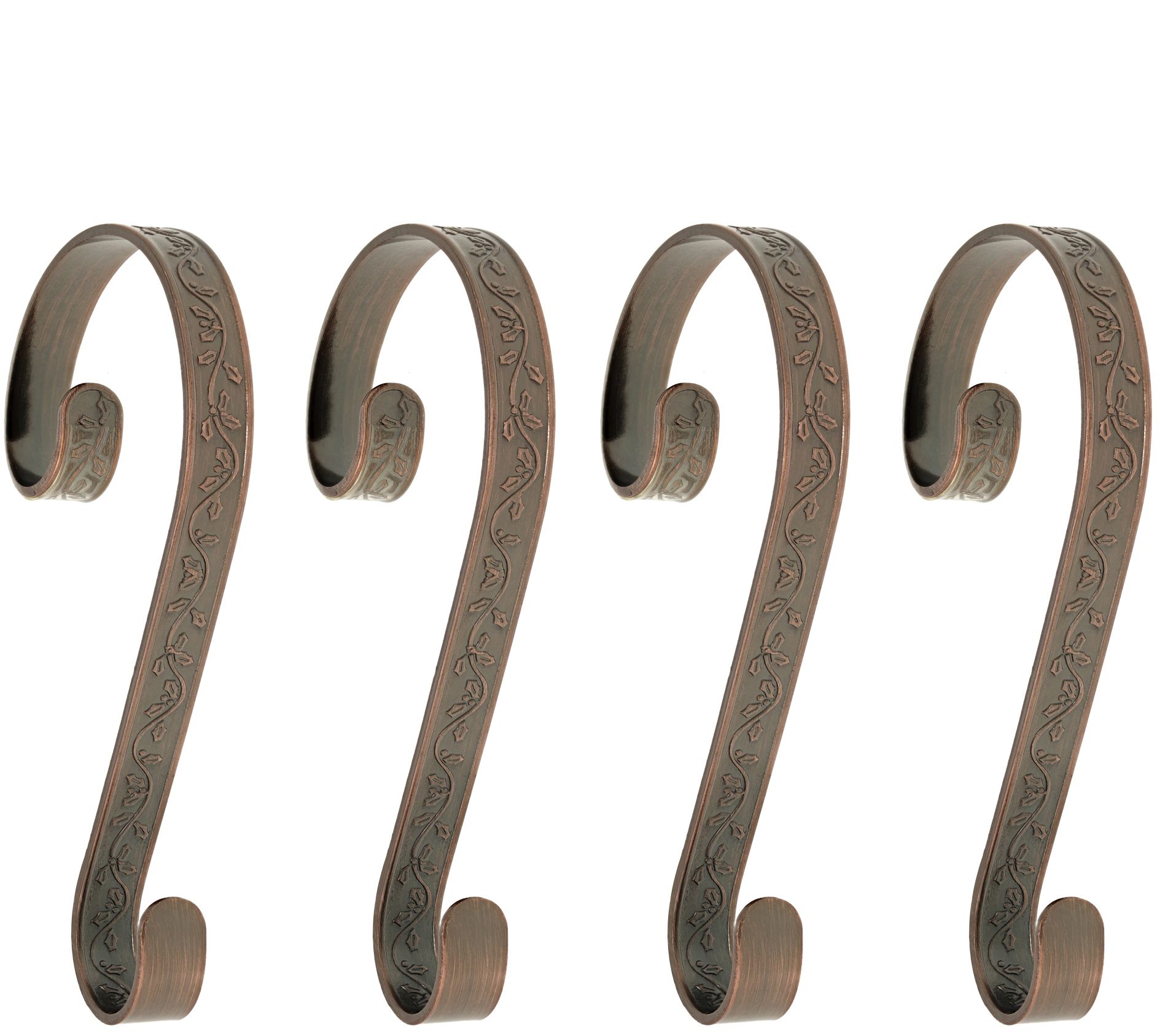 Haute Decor Set of 4 Holly Embossed Stocking Scrolls