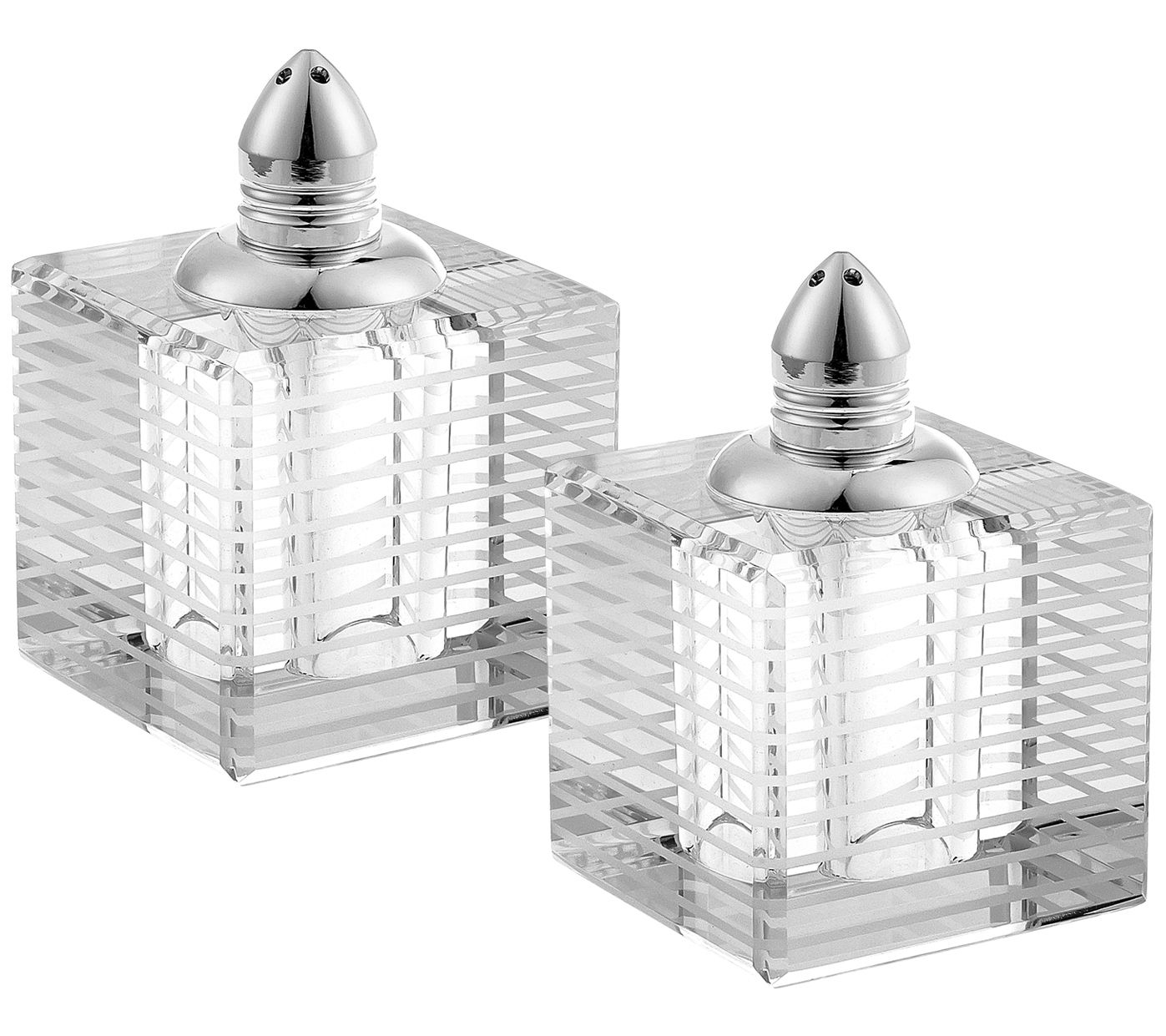 Badash Crystal Pinstripes Platinum Salt & Pepper Shakers