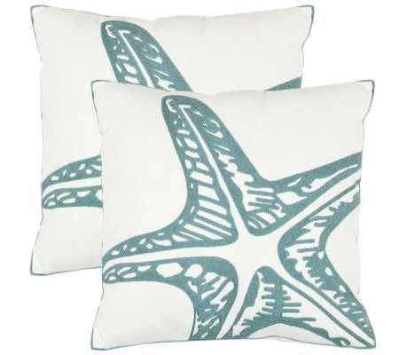 Safavieh Set of 2 18"x18" Whitney Starfish Applique Pillows
