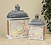 Metal & Wood Nesting Lanterns w/Floral Cutout by Gerson Co., 1 of 1